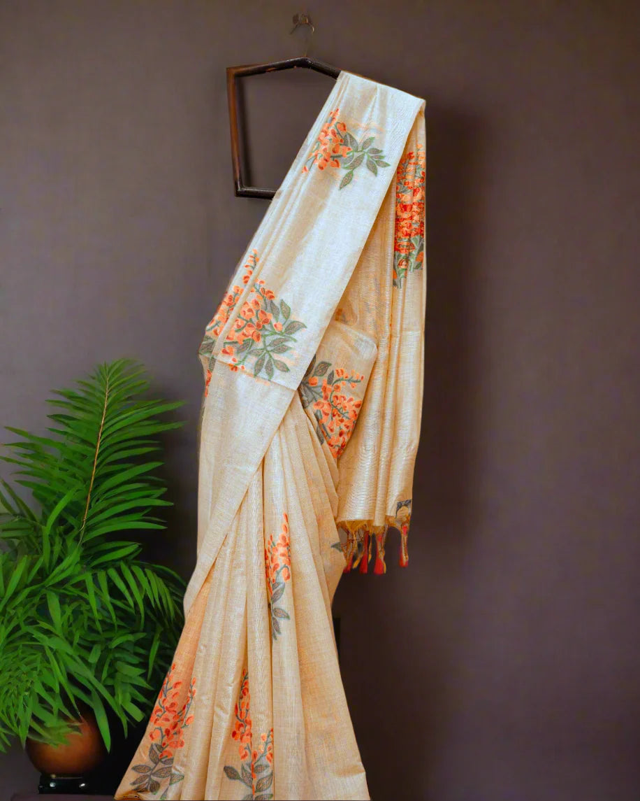 Orange Ishta cotton saree