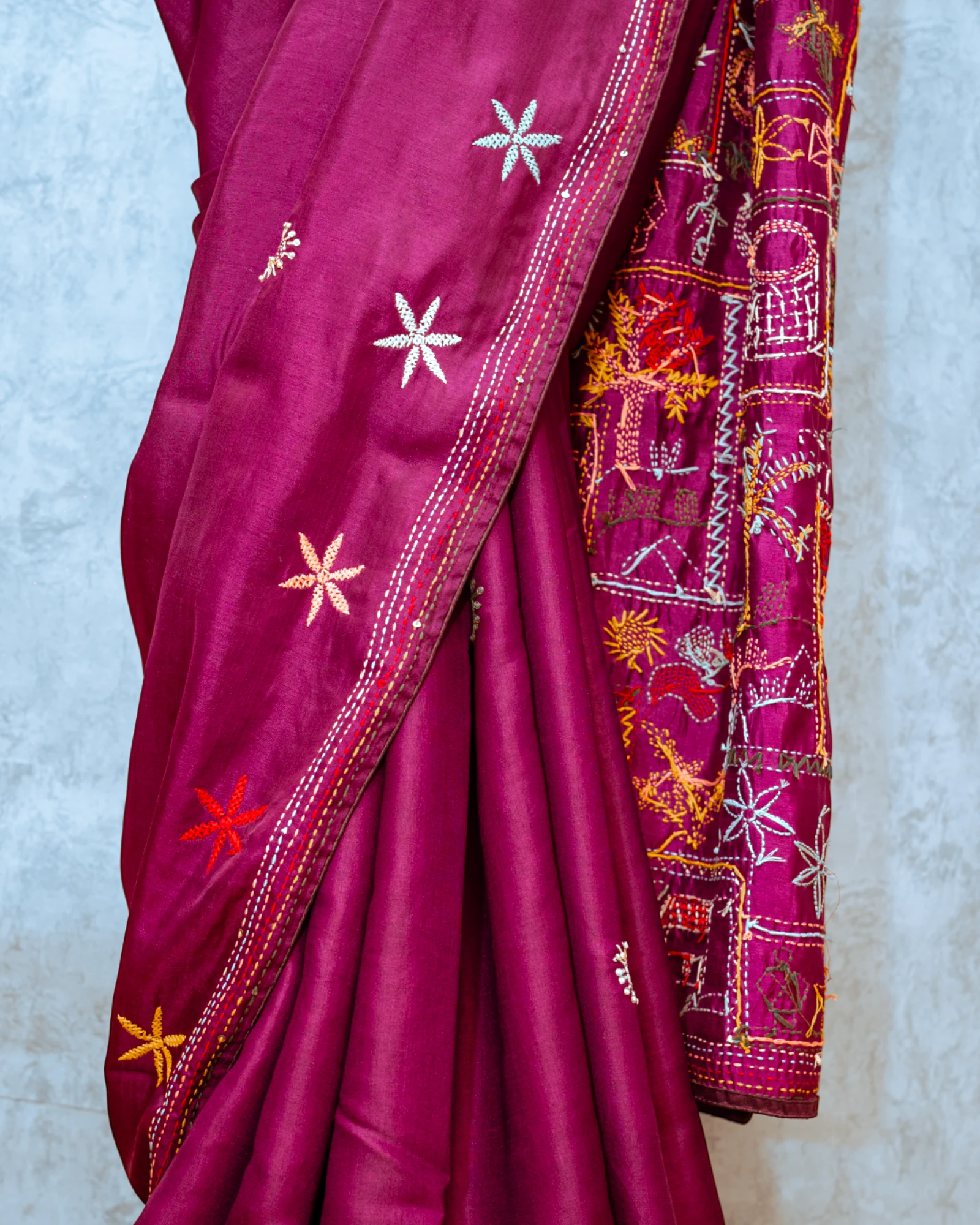Purple Geet Handwork Saree