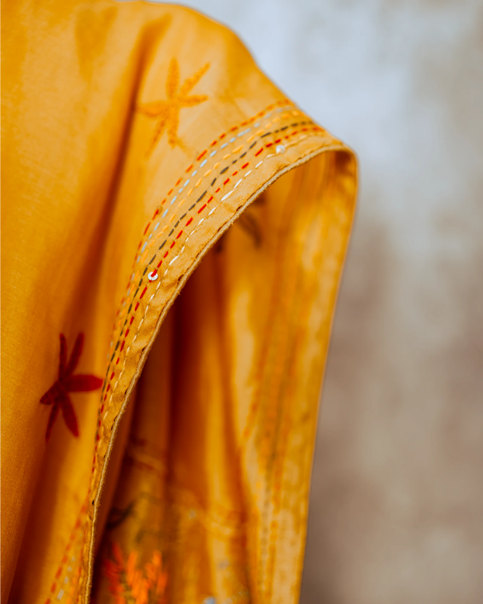 Mustard Geet Handwork Saree