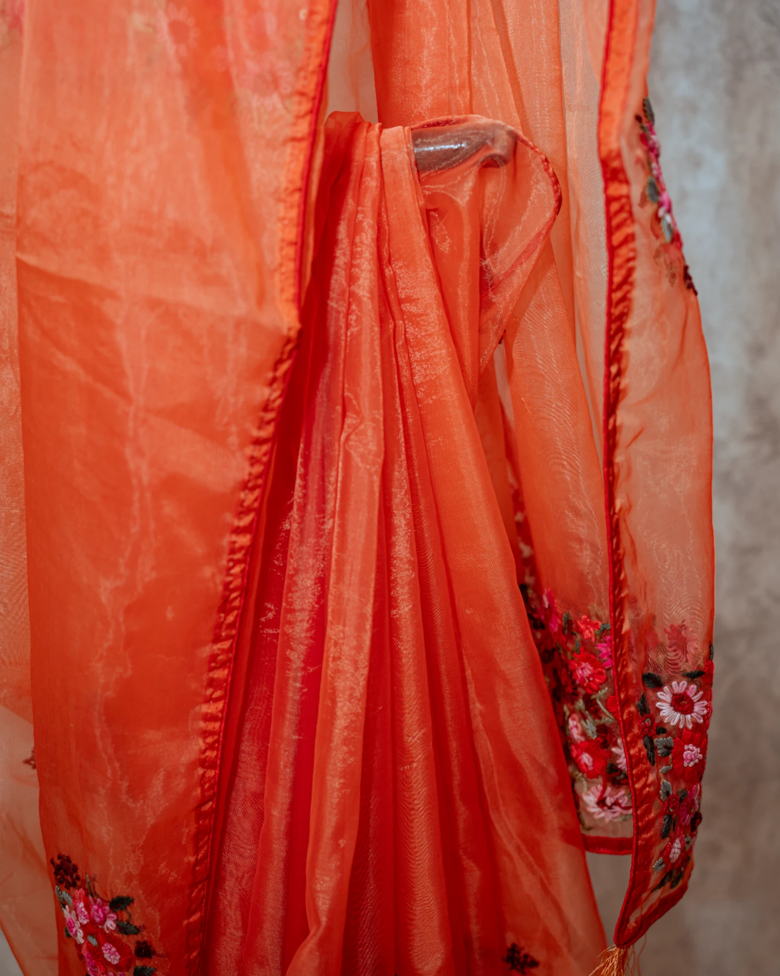 Red Patakha Organza Saree