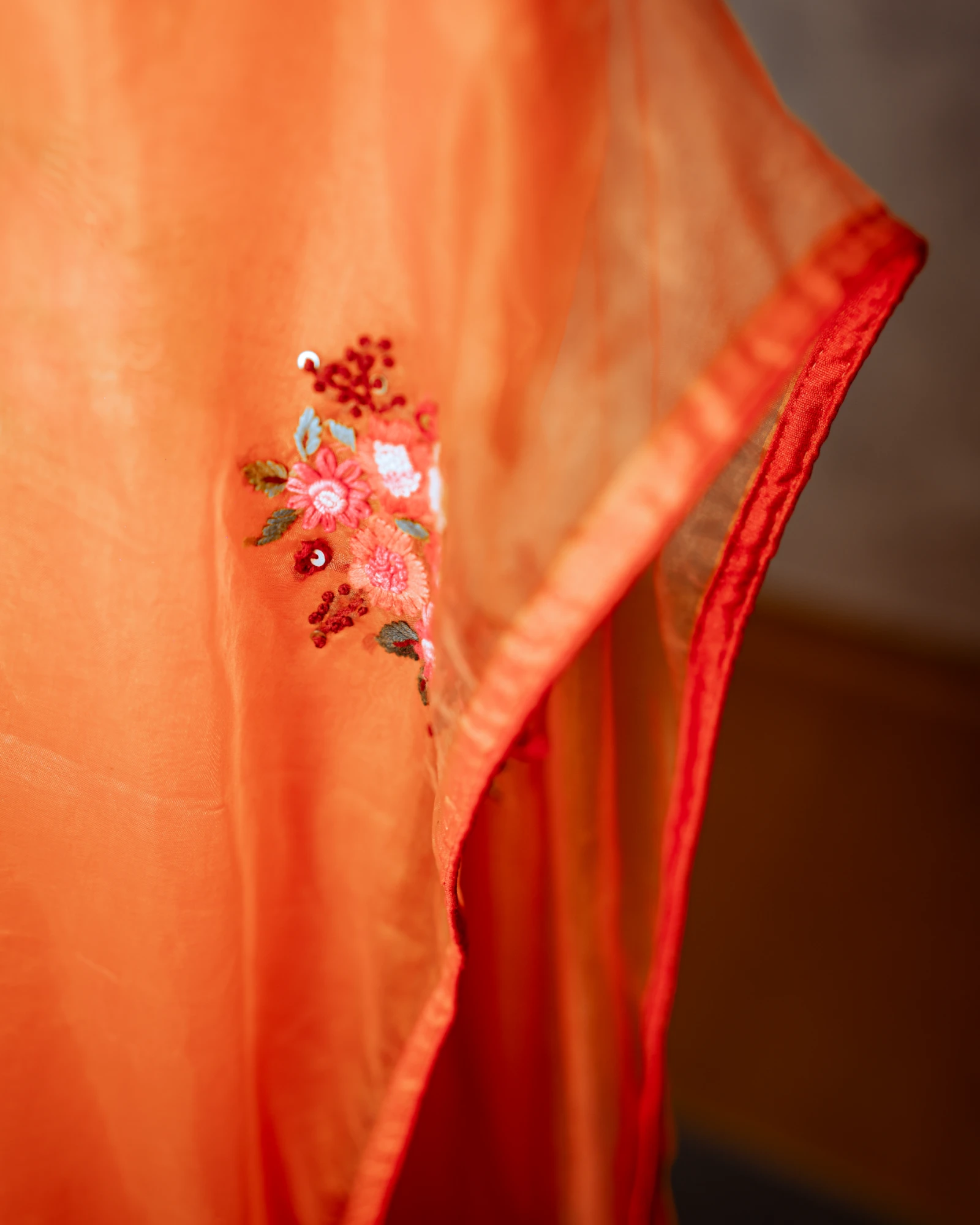 Red Patakha Organza Saree