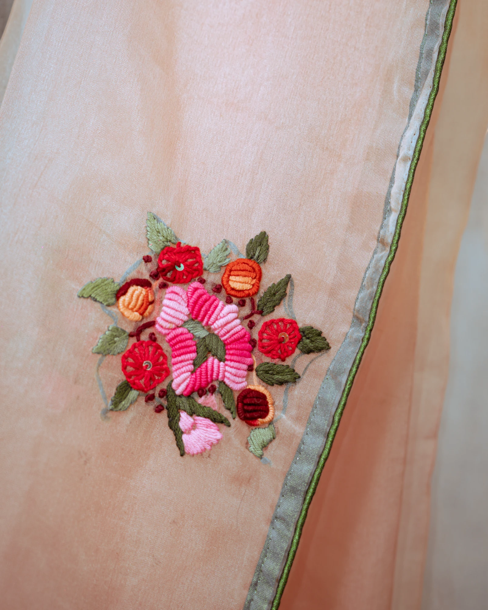 Peach Patakha Organza Saree