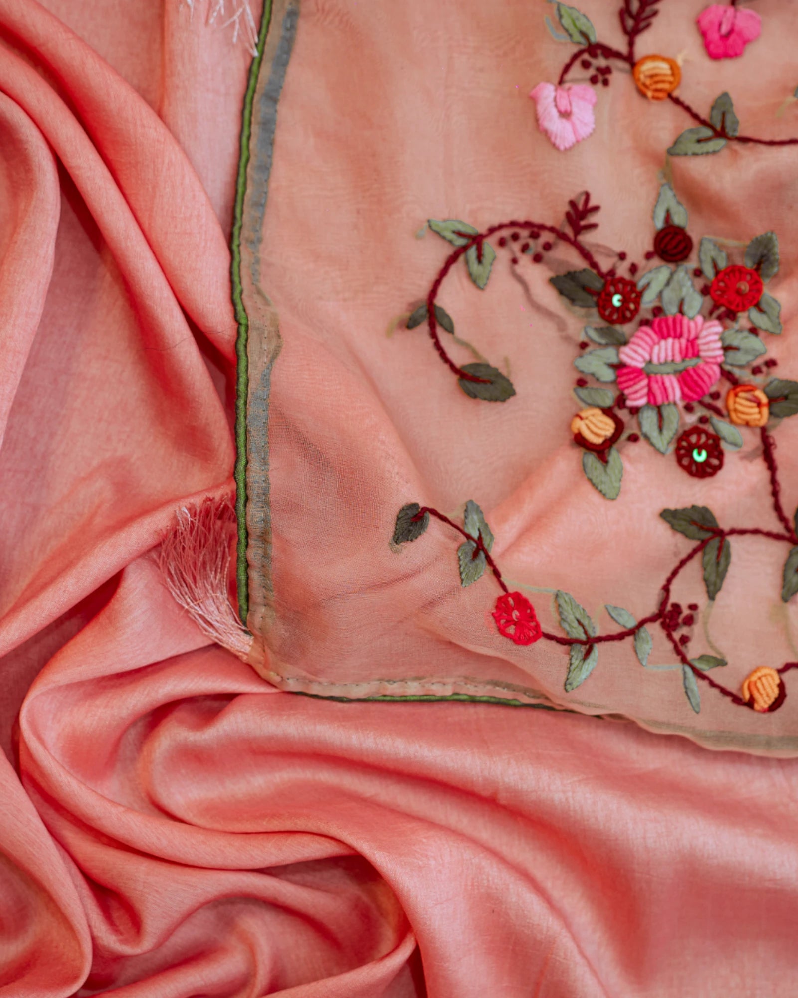 Peach Patakha Organza Saree