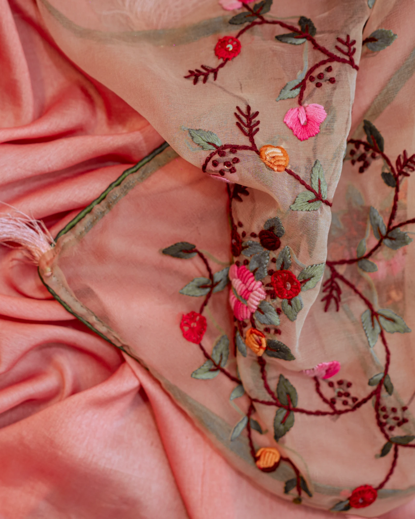 Peach Patakha Organza Saree