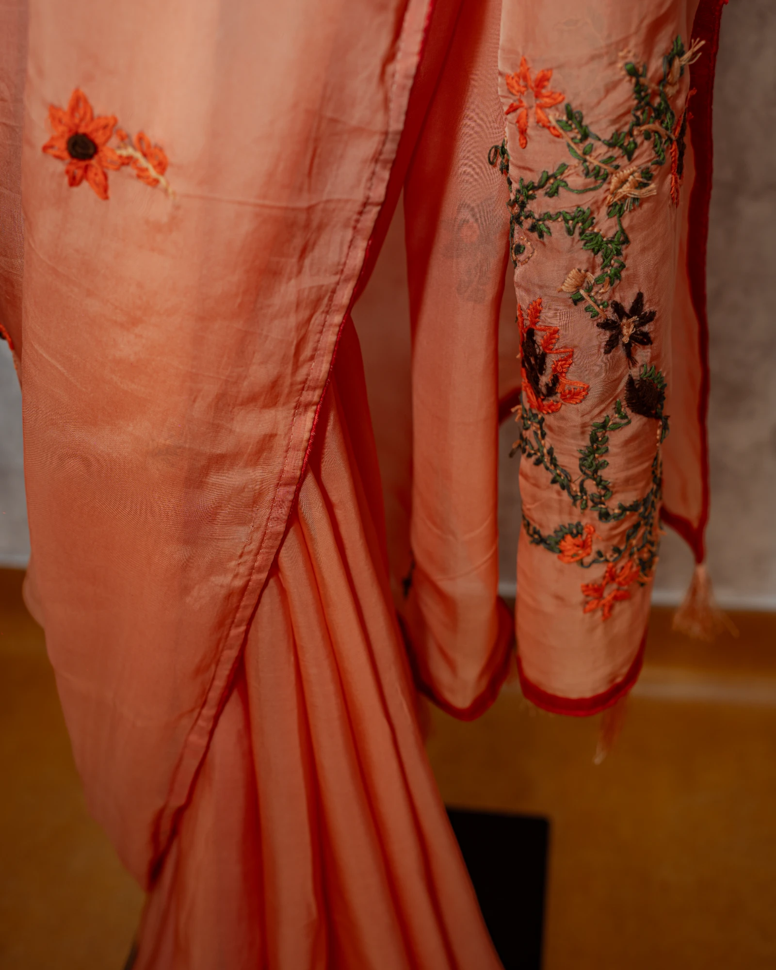 Orange Patakha Organza Saree