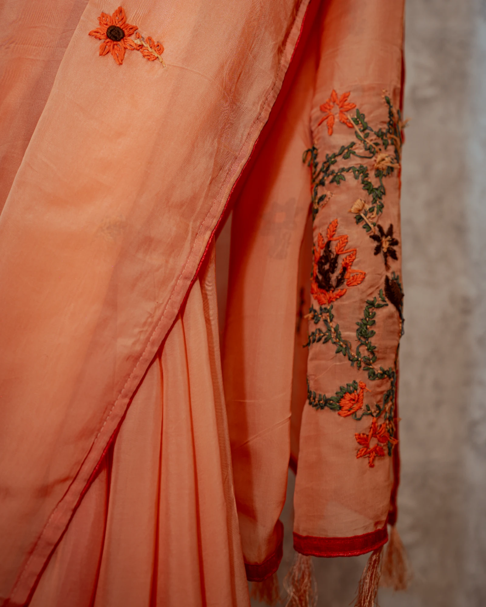 Orange Patakha Organza Saree