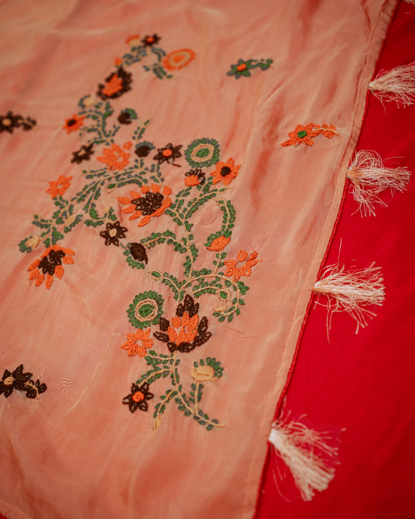 Orange Patakha Organza Saree