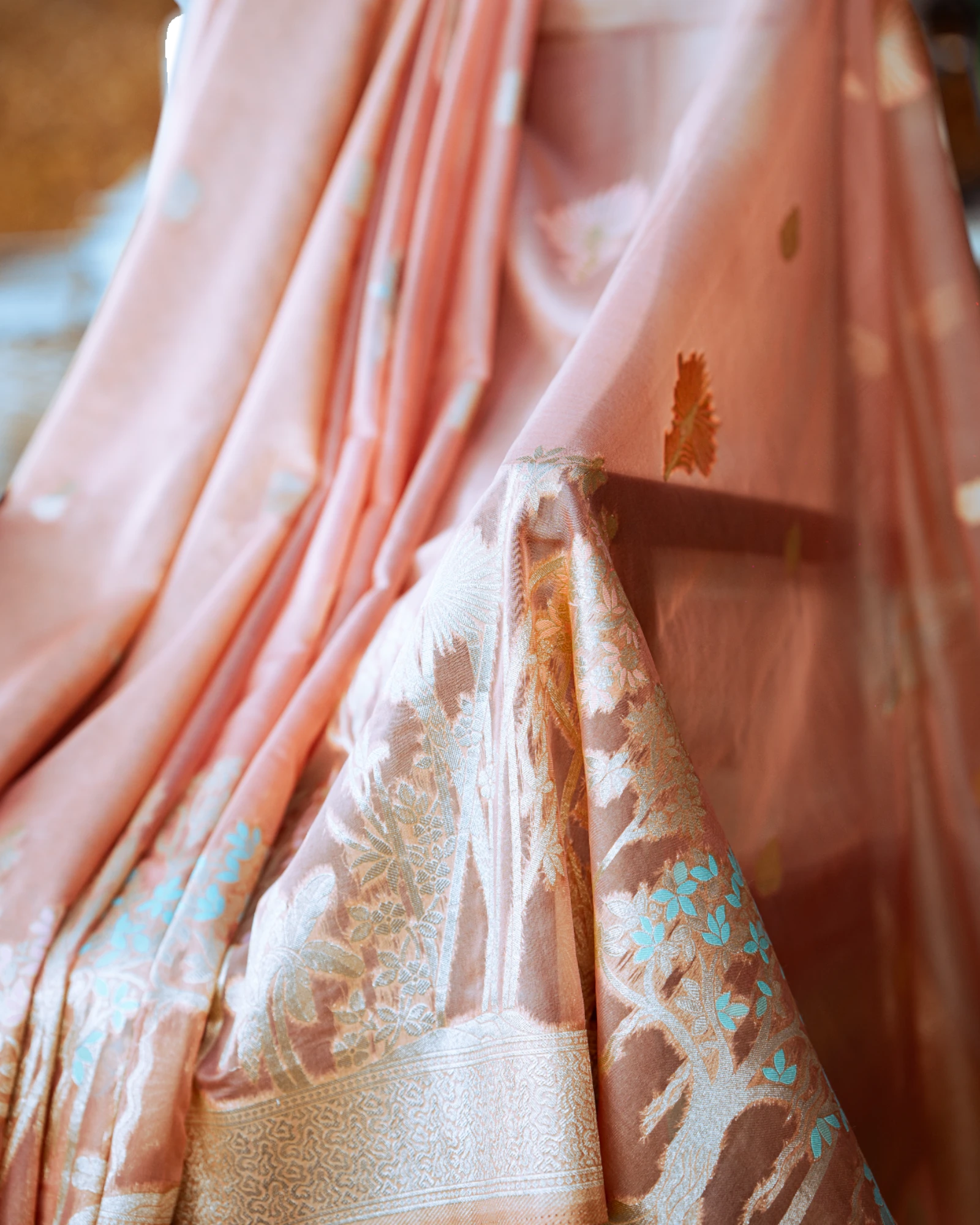 Peach Bhavna Banarasi Organza Saree