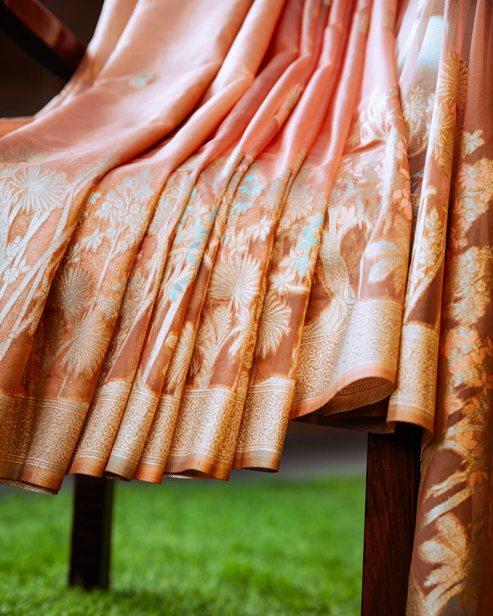 Peach Bhavna Banarasi Organza Saree