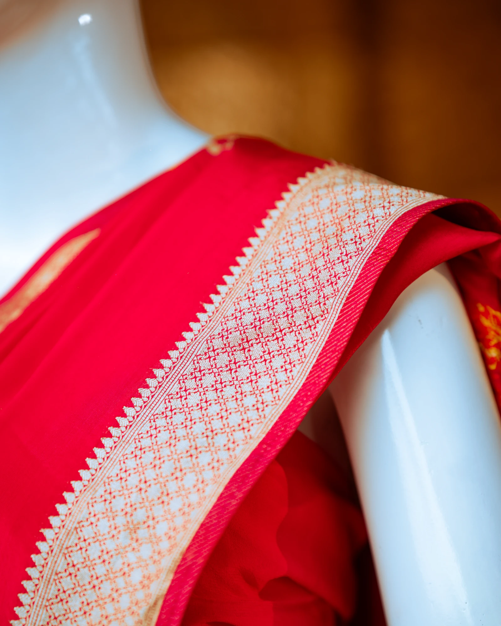 Pink Nirvi Banarasi Crepe Saree