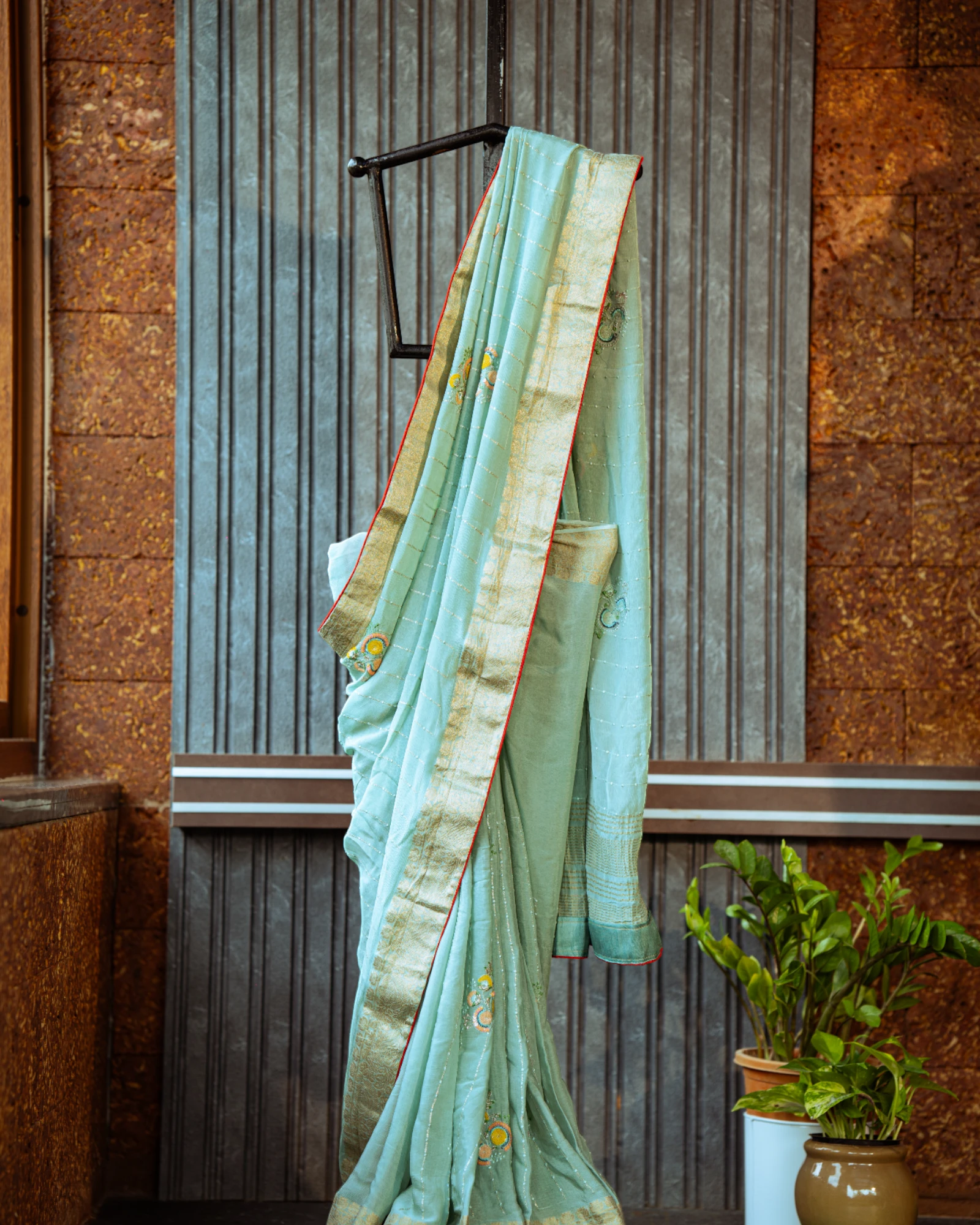 Mint Bahaar Banarasi Georgette Saree