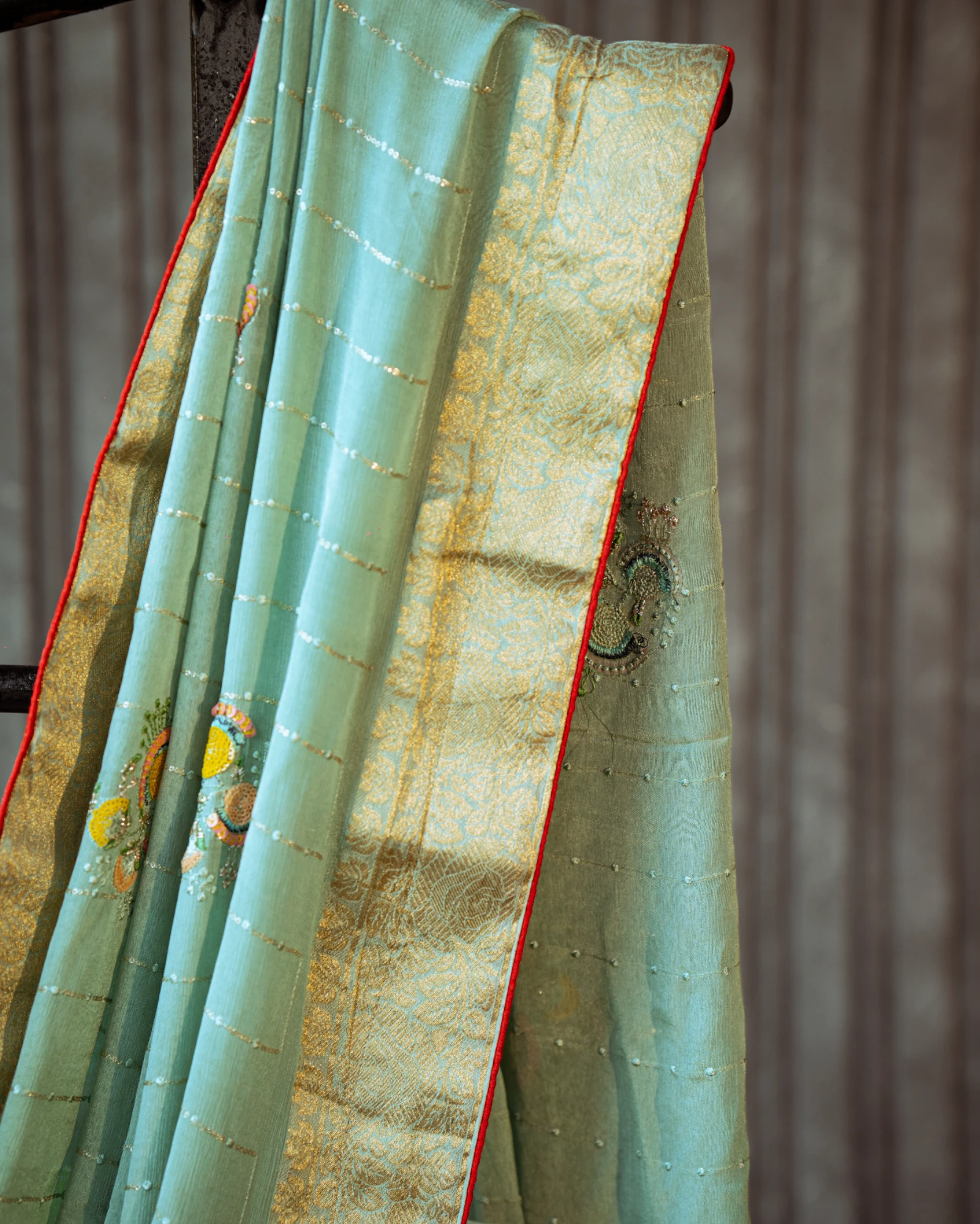 Mint Bahaar Banarasi Georgette Saree