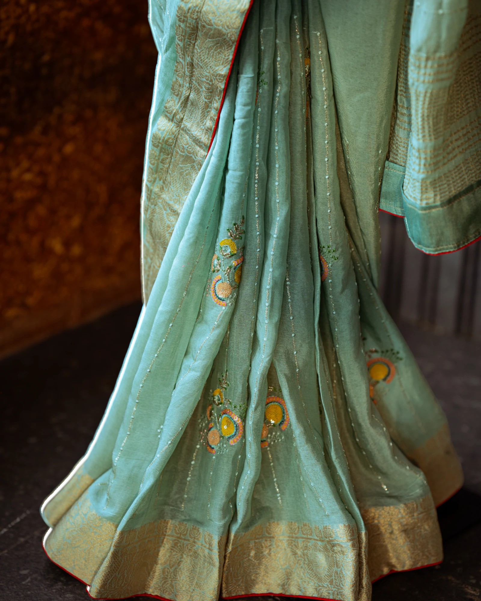 Mint Bahaar Banarasi Georgette Saree