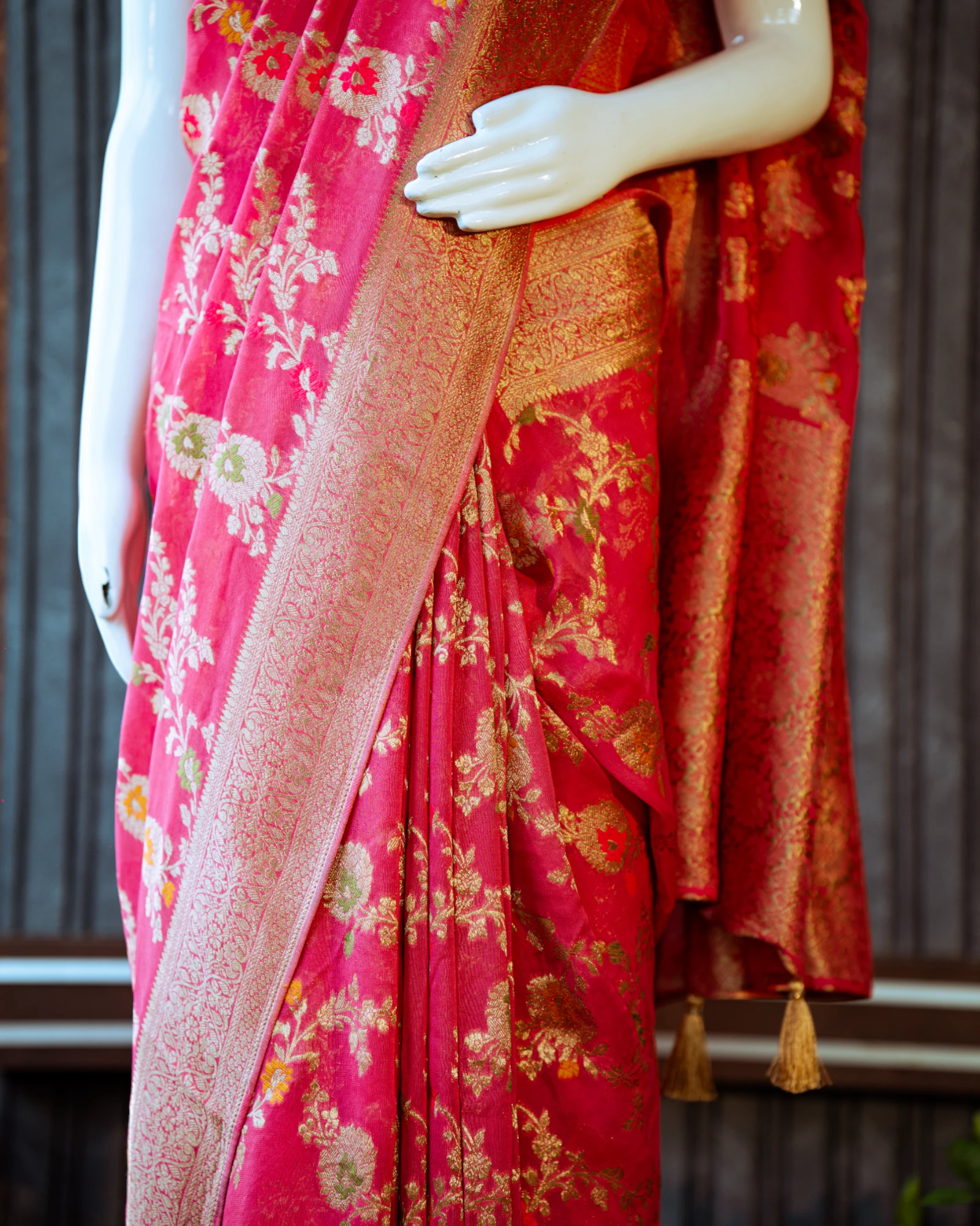 Pink Bahaar Banarasi Georgette Saree