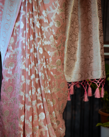 Creamy Bahaar Banarasi Georgette Saree