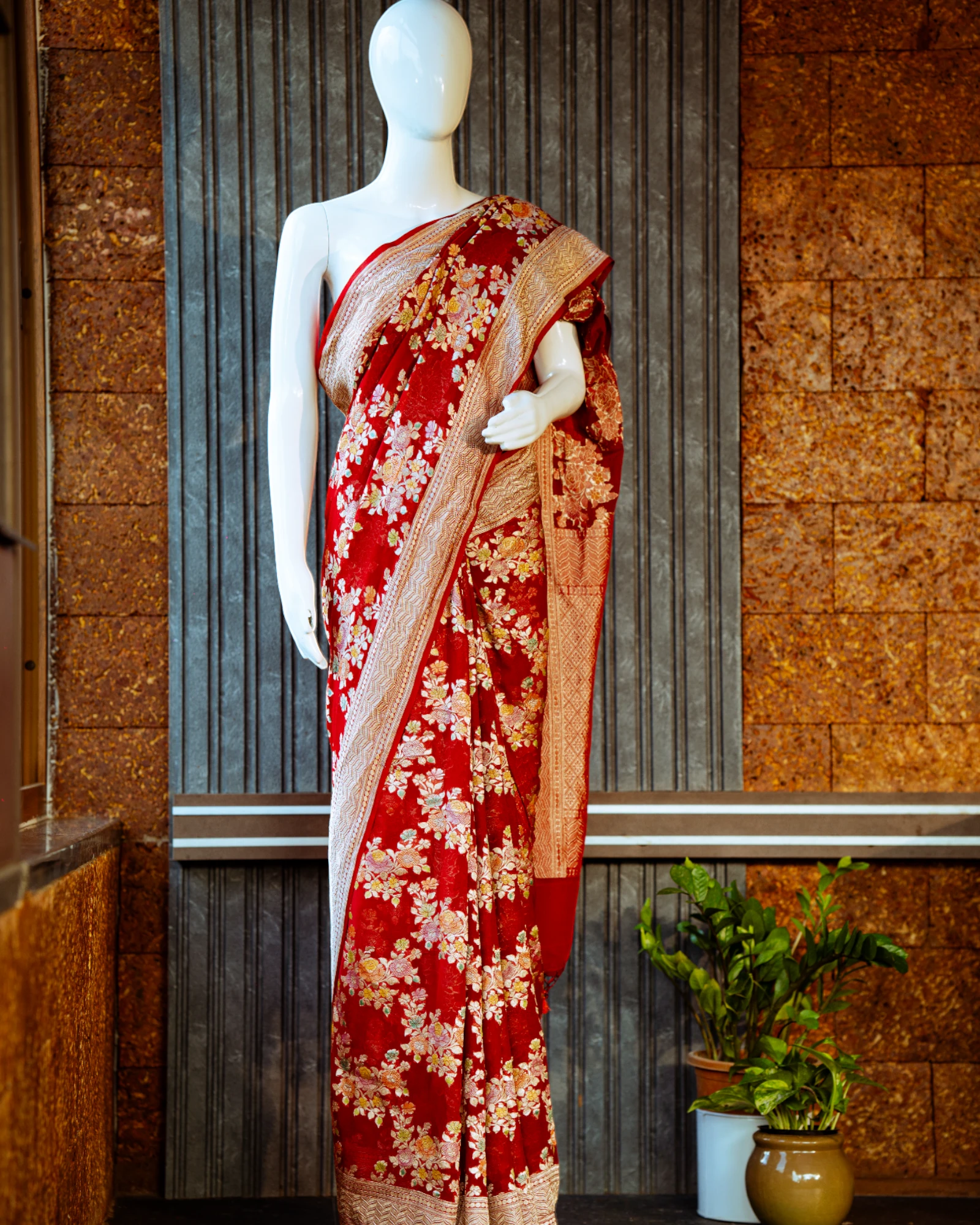 Maroon Vanya Banarasi Georgette Saree