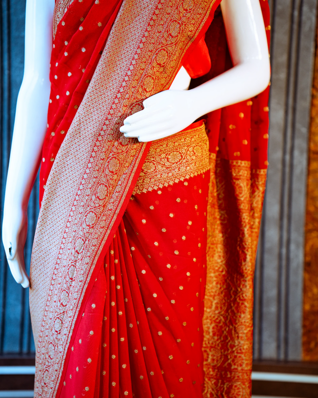 Red Vanya Banarasi Georgette Saree