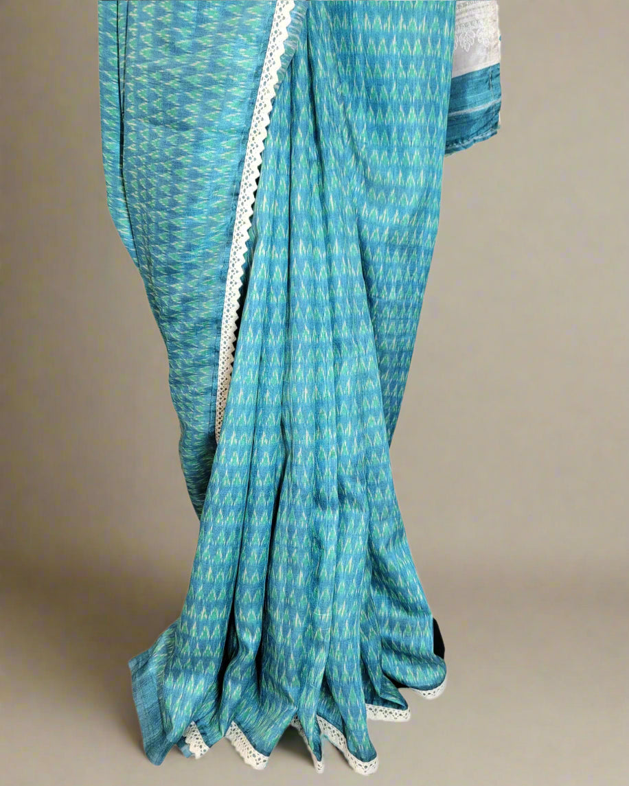 Teal Madhavi Tussar Saree