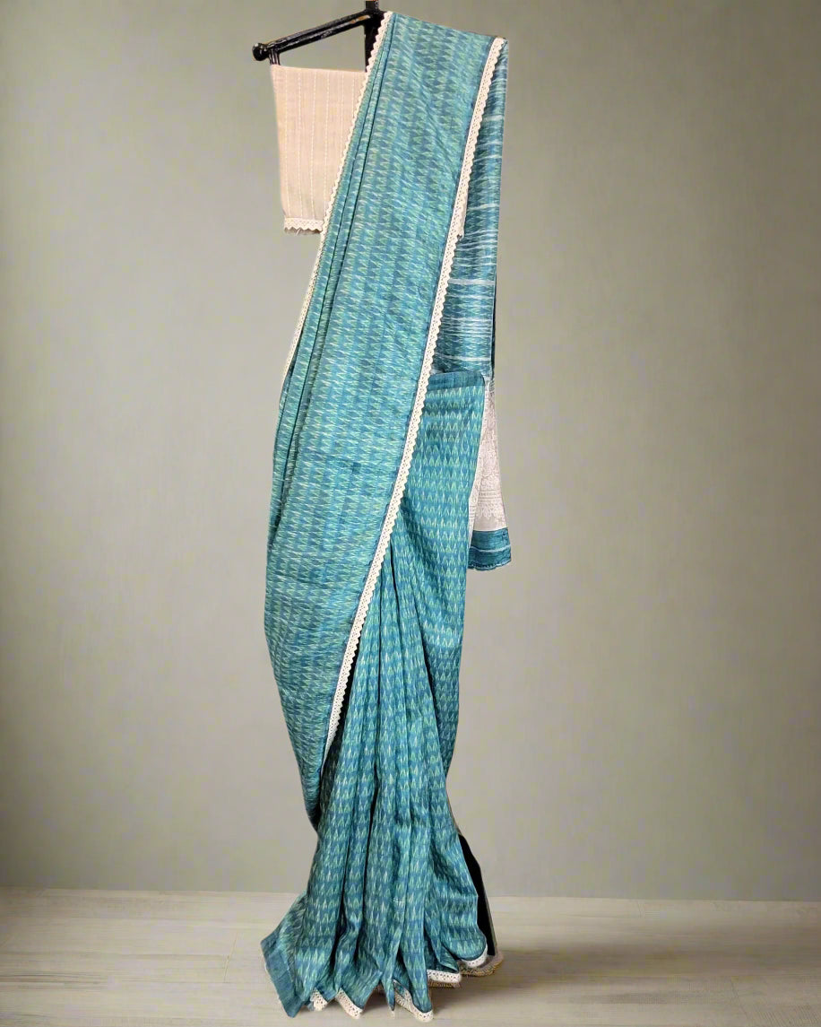 Teal Madhavi Tussar Saree