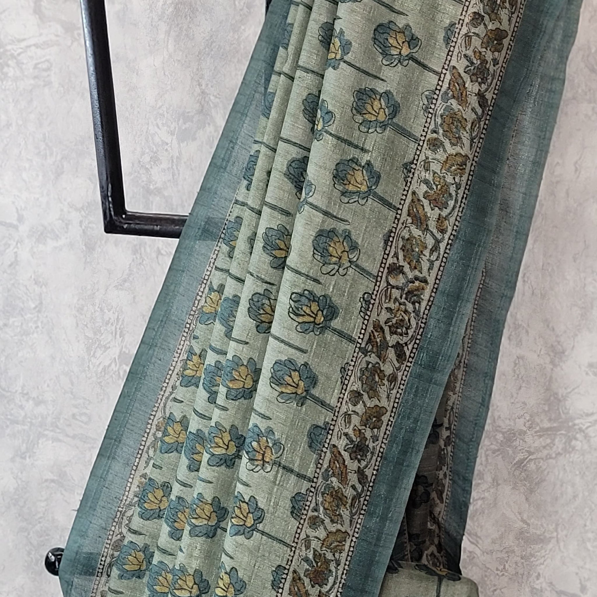 Green Printed Parijaat Saree