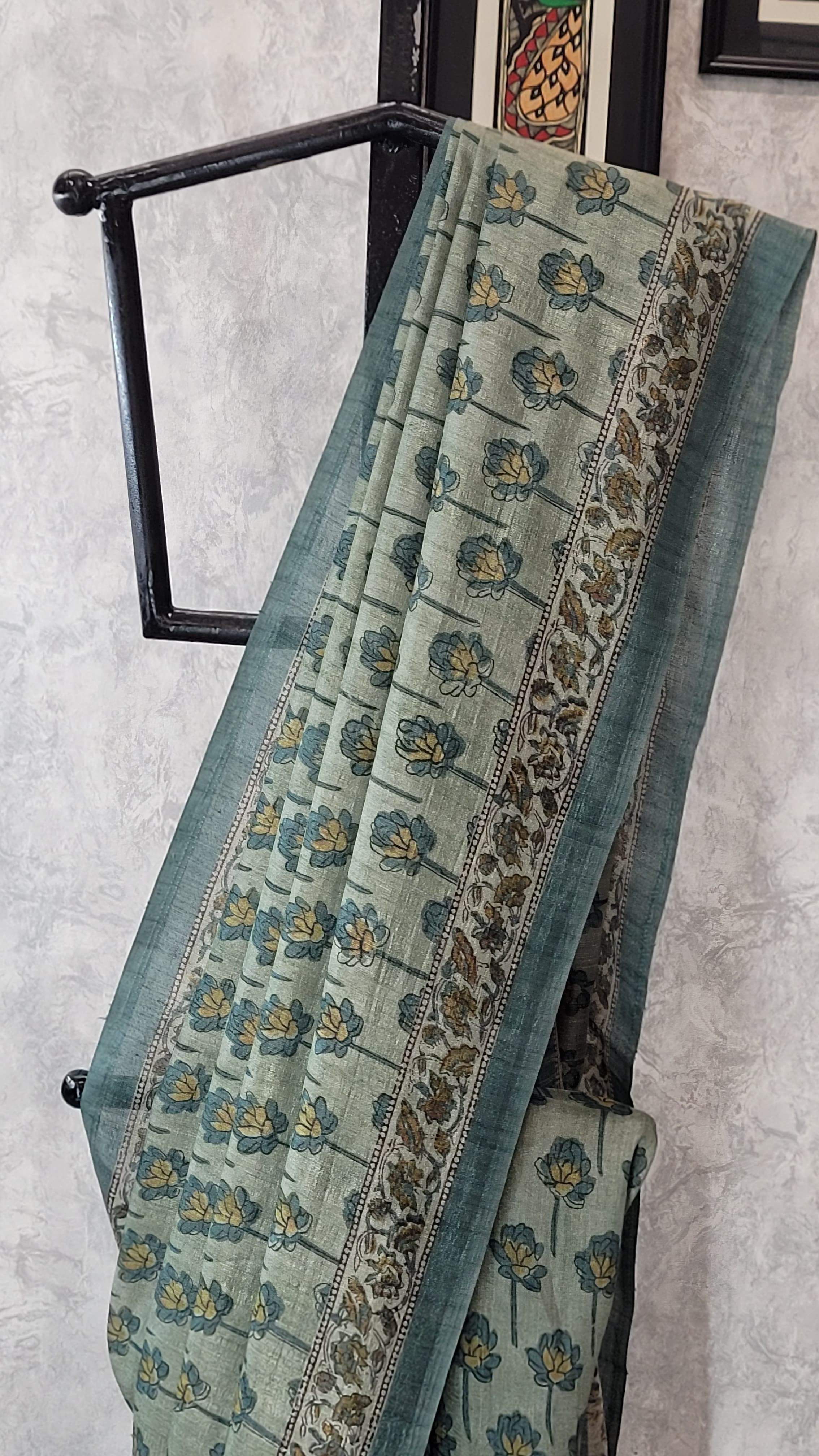 Green Printed Parijaat Saree