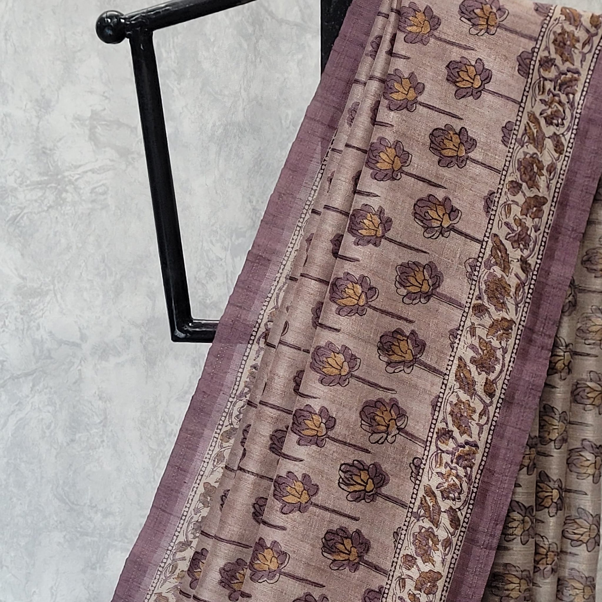 Mauve Parijaat Tussar Saree