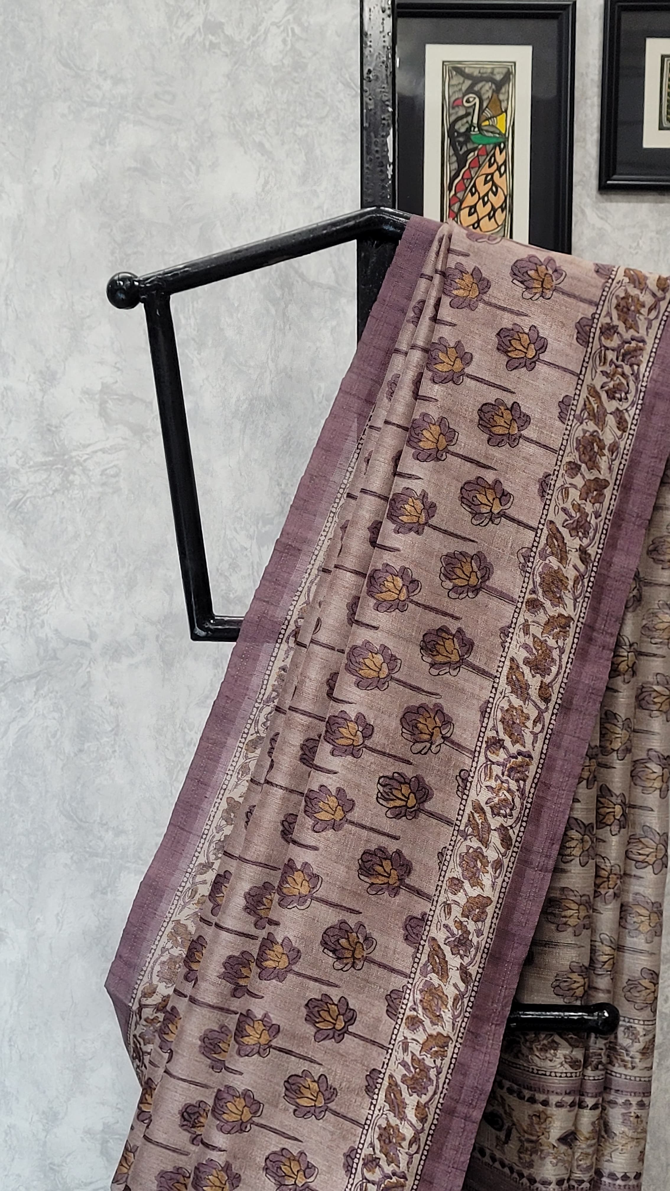 Mauve Parijaat Tussar Saree