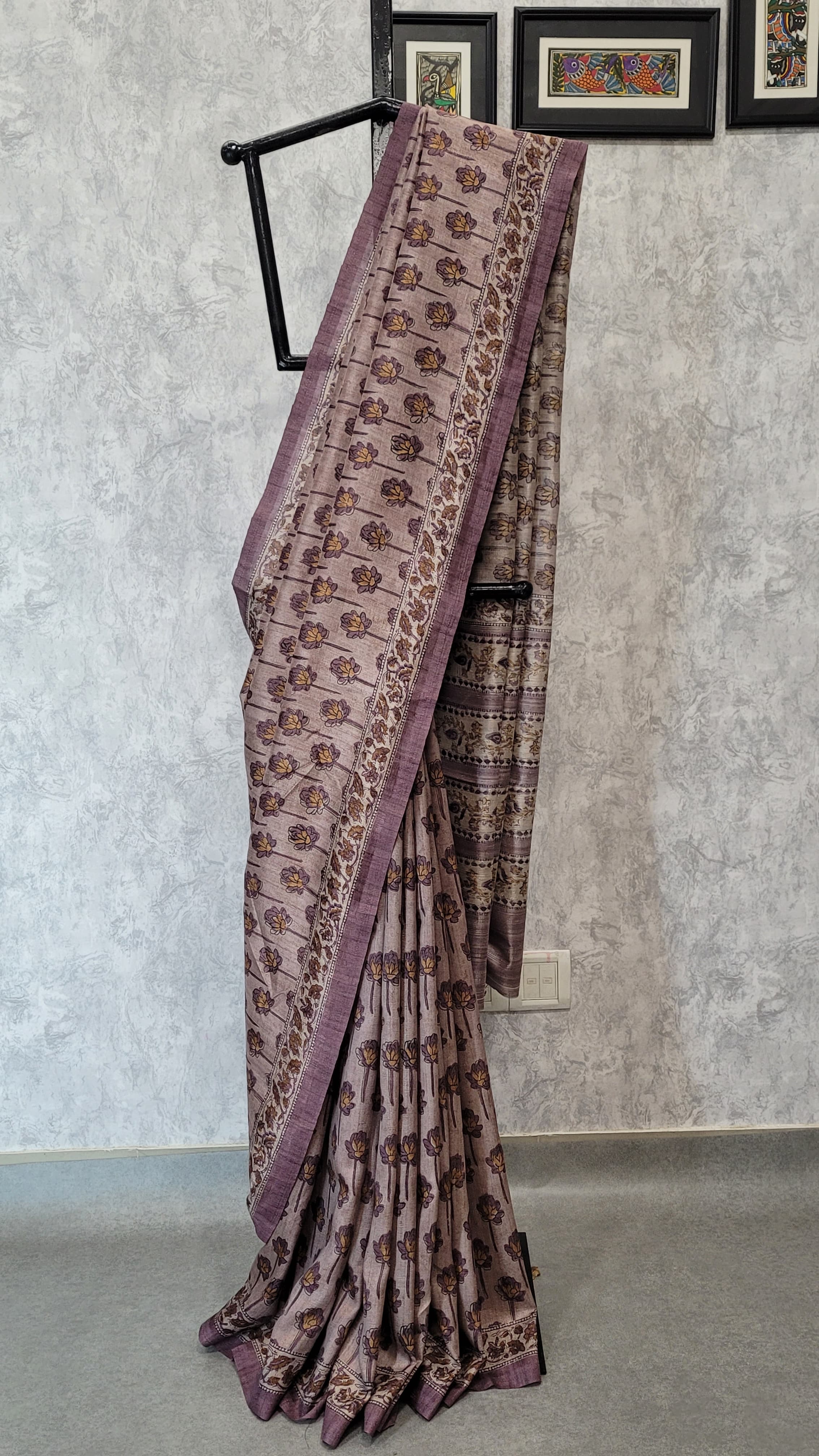 Mauve Parijaat Tussar Saree