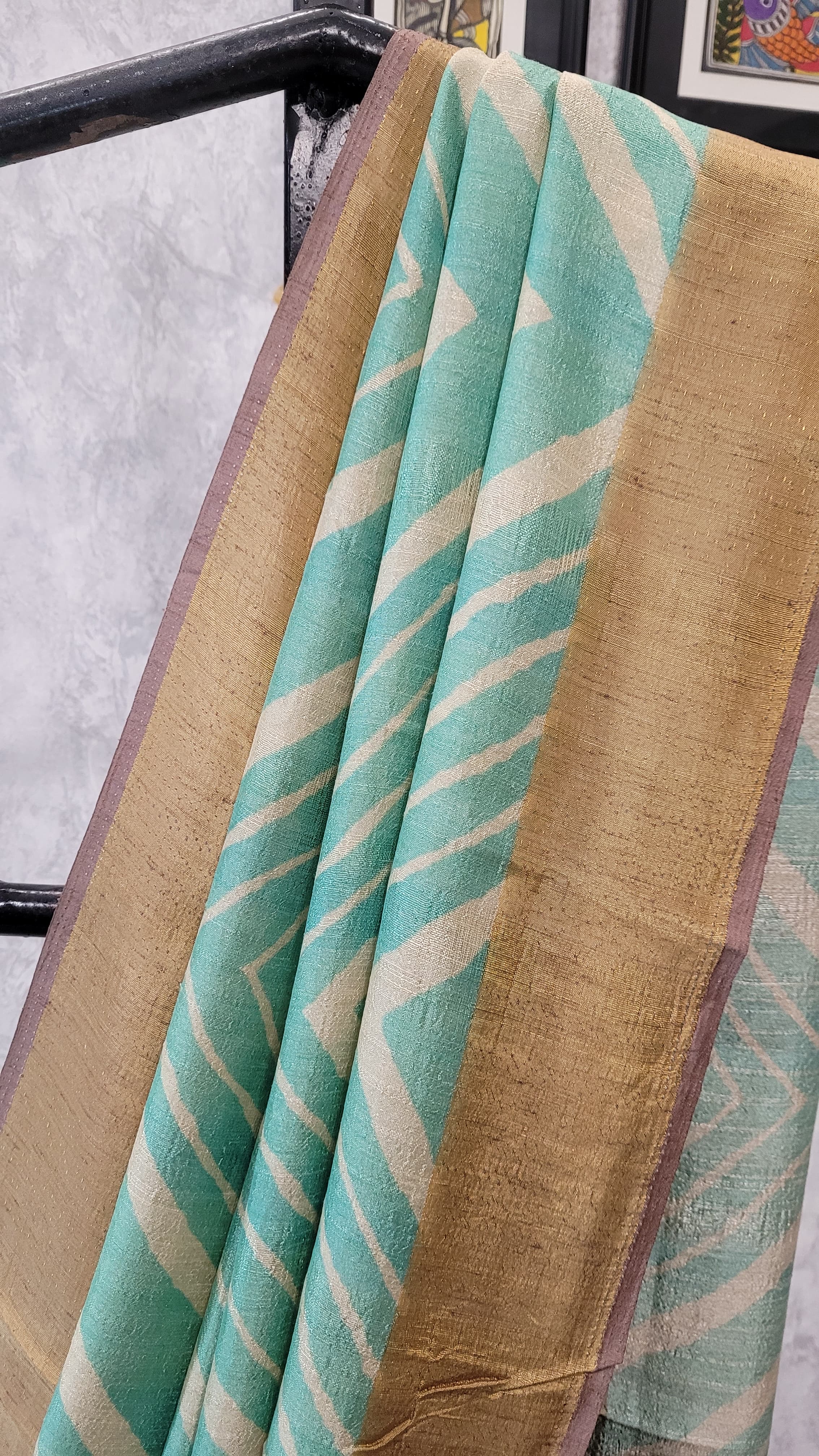 Aqua Lotus Tussar Saree