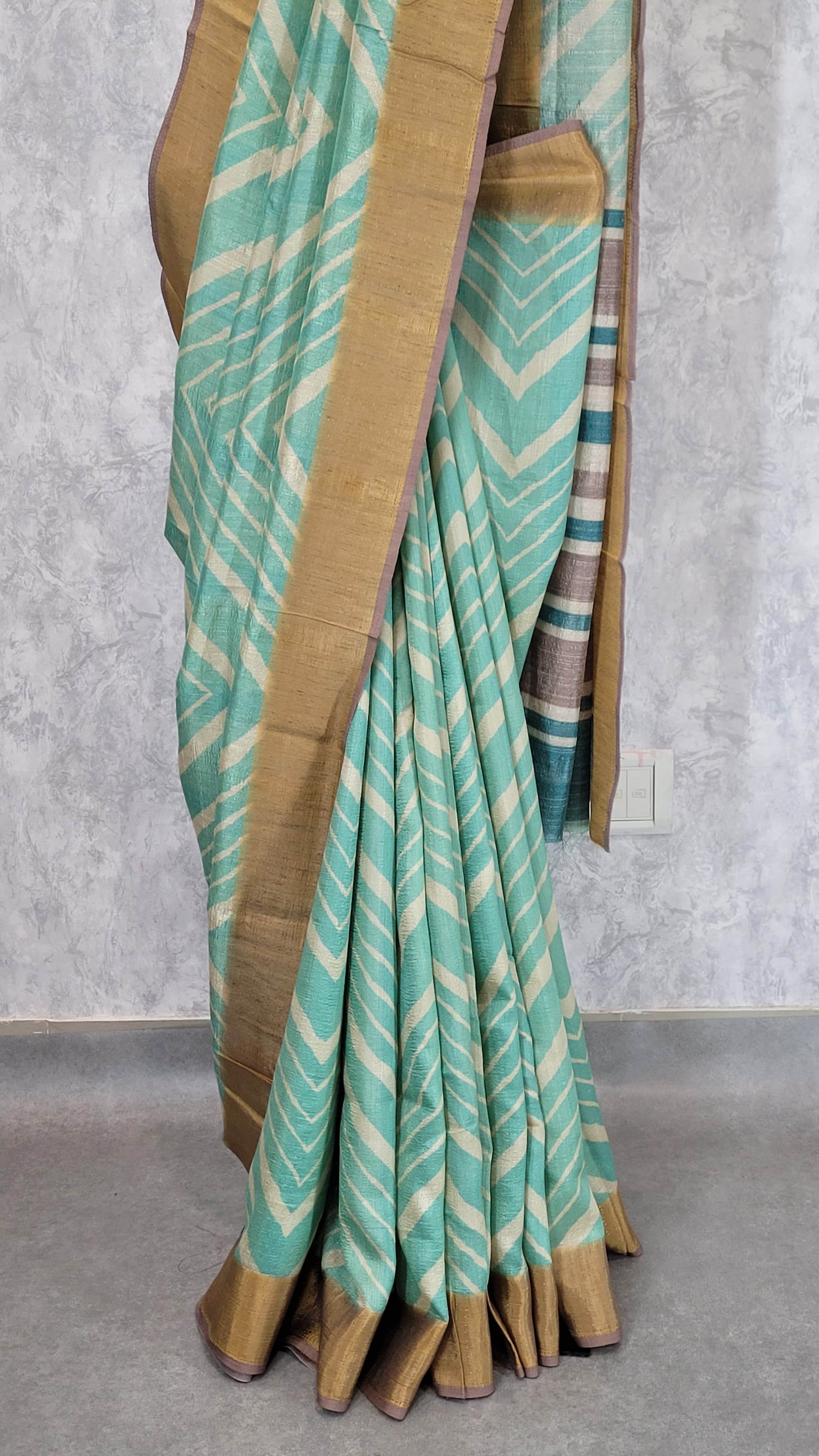 Aqua Lotus Tussar Saree