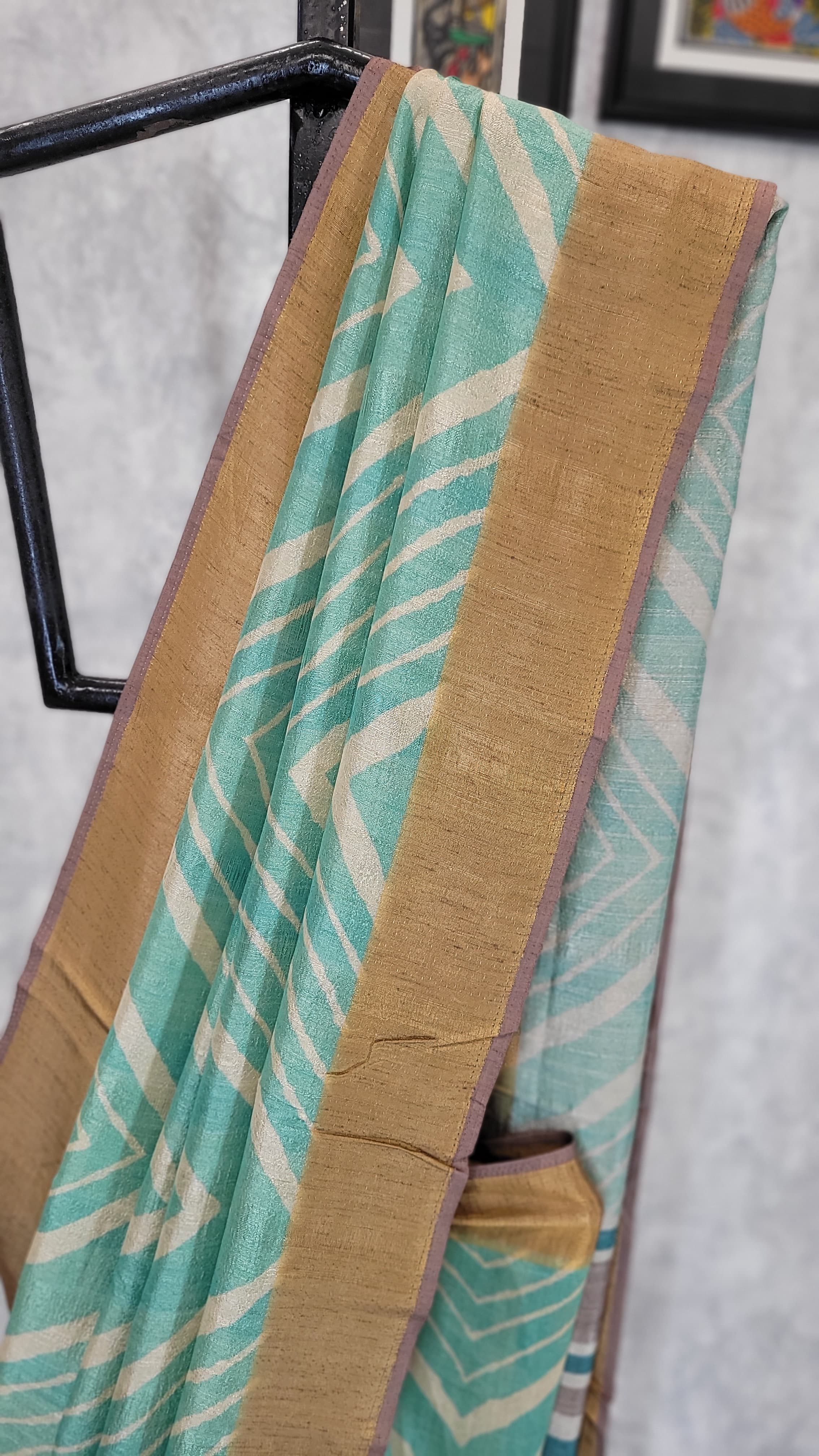 Aqua Lotus Tussar Saree