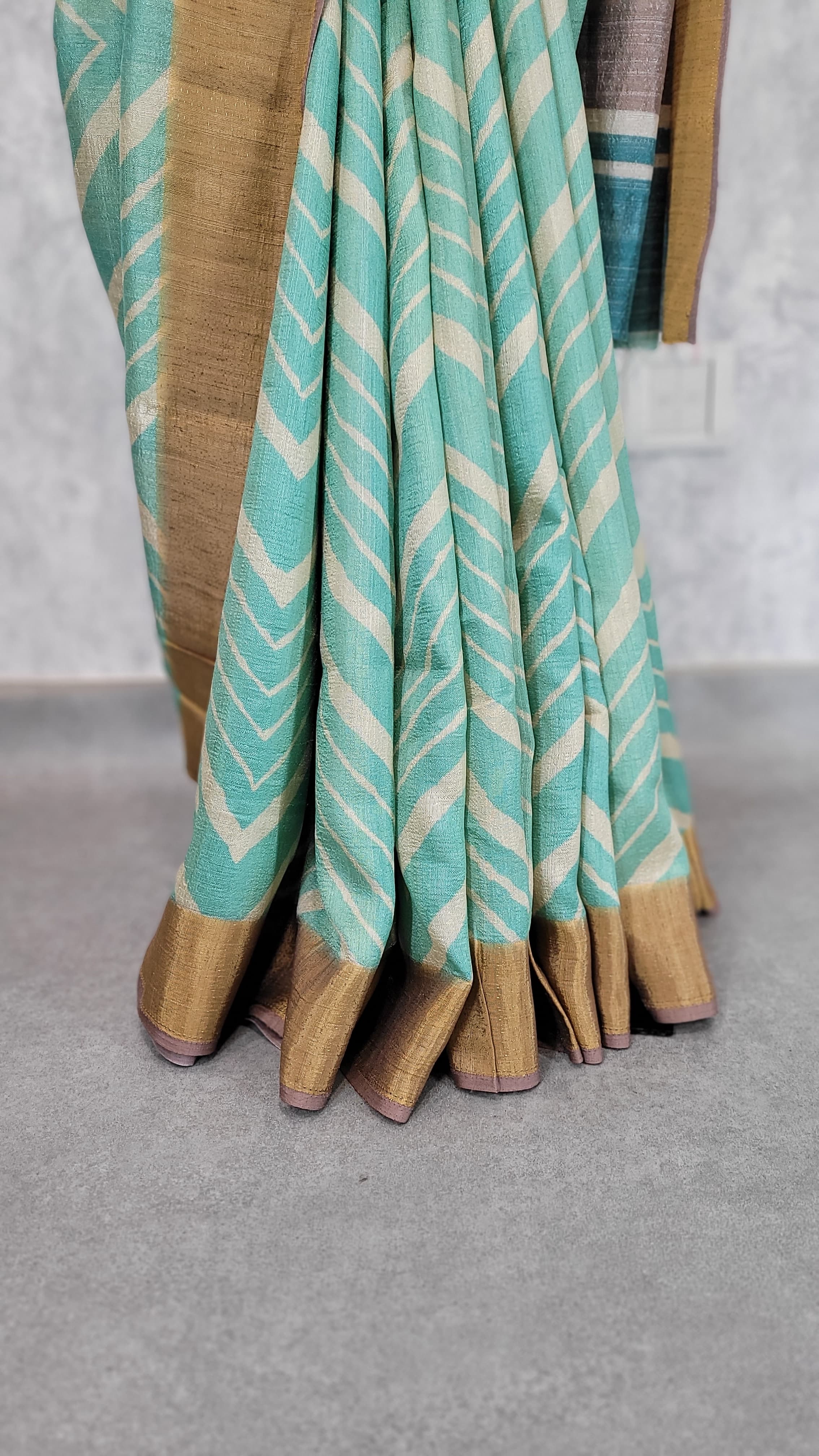 Aqua Lotus Tussar Saree