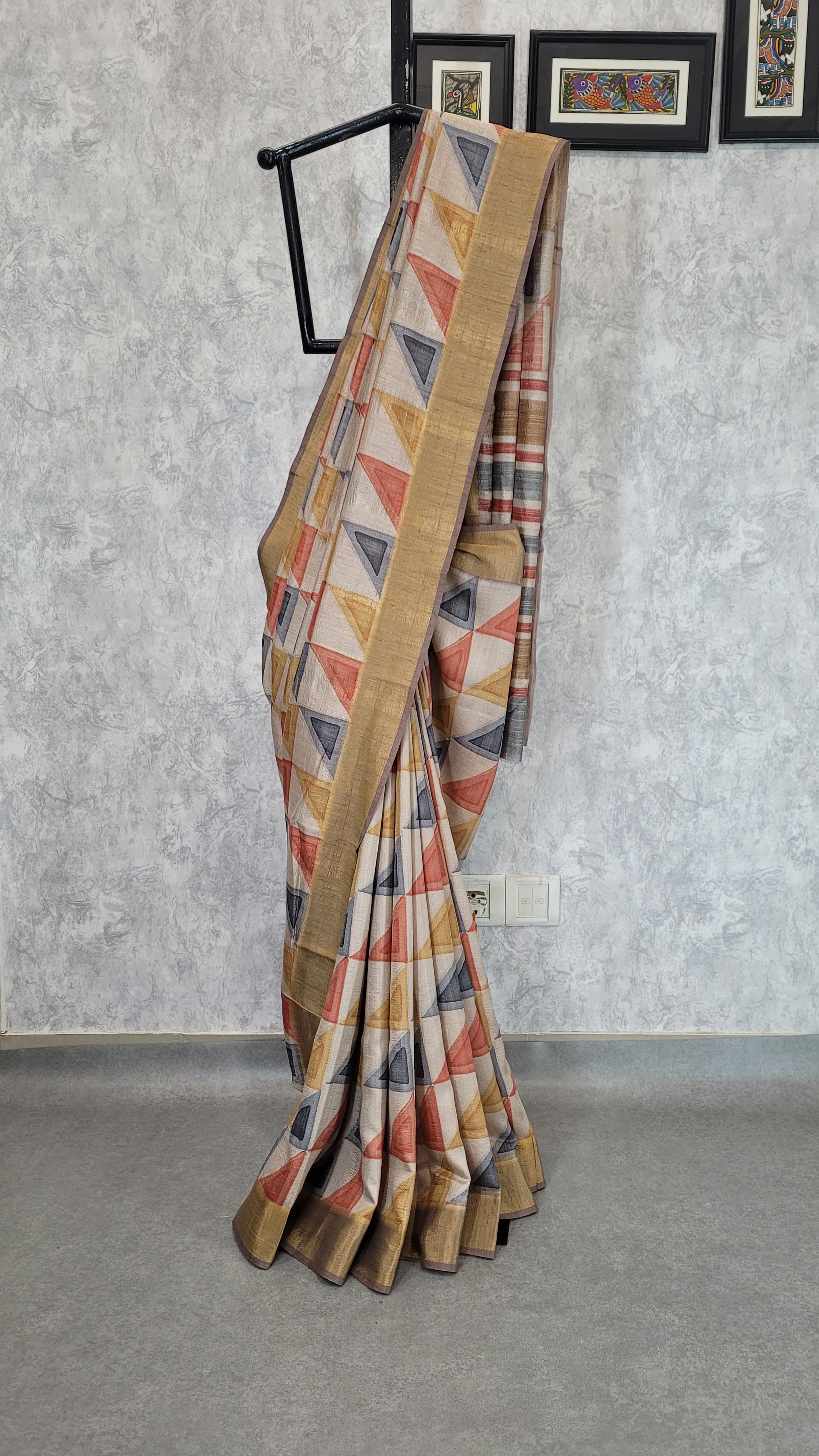 Multicolour Lotus Tussar Saree