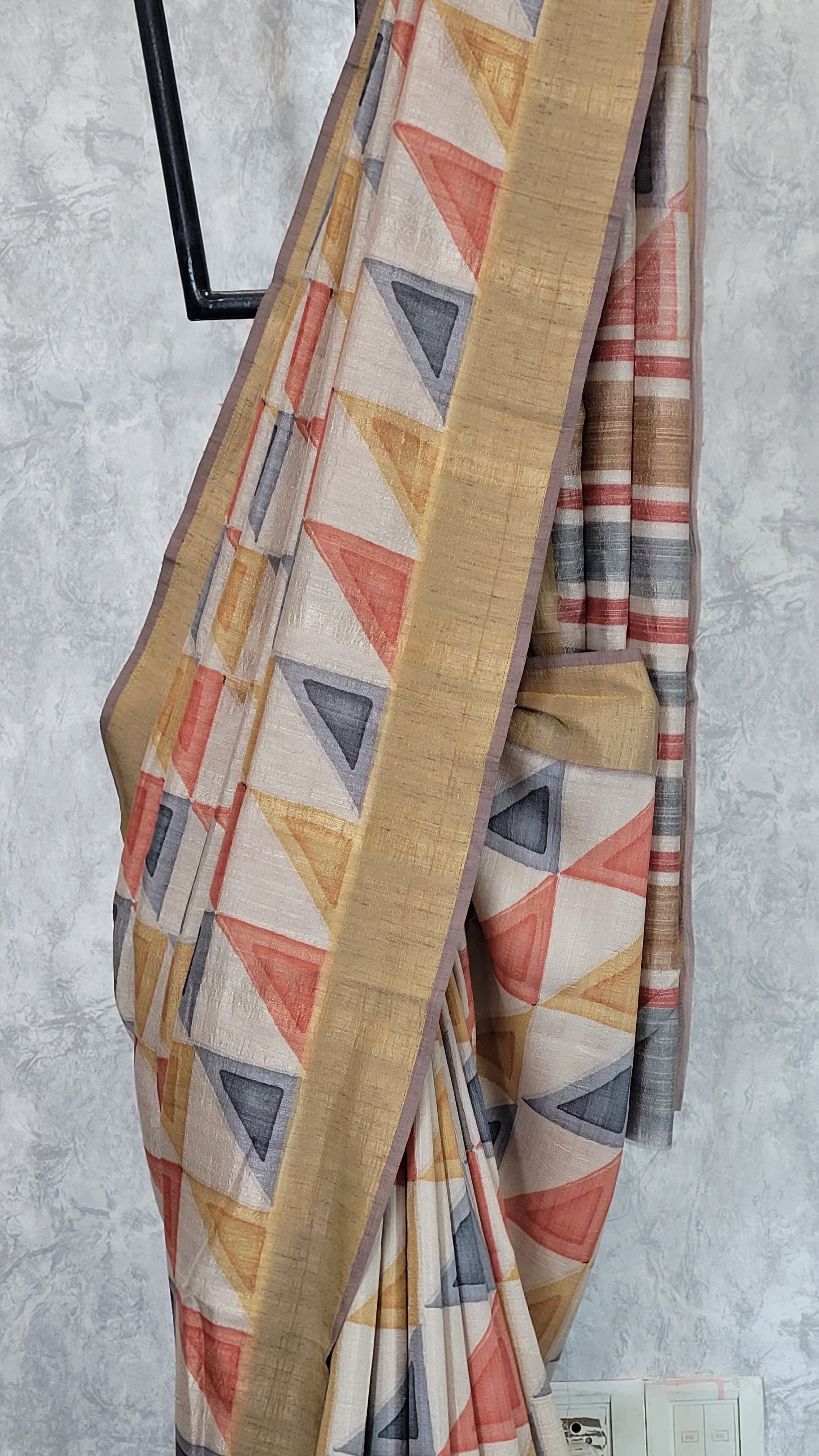 Multicolour Lotus Tussar Saree