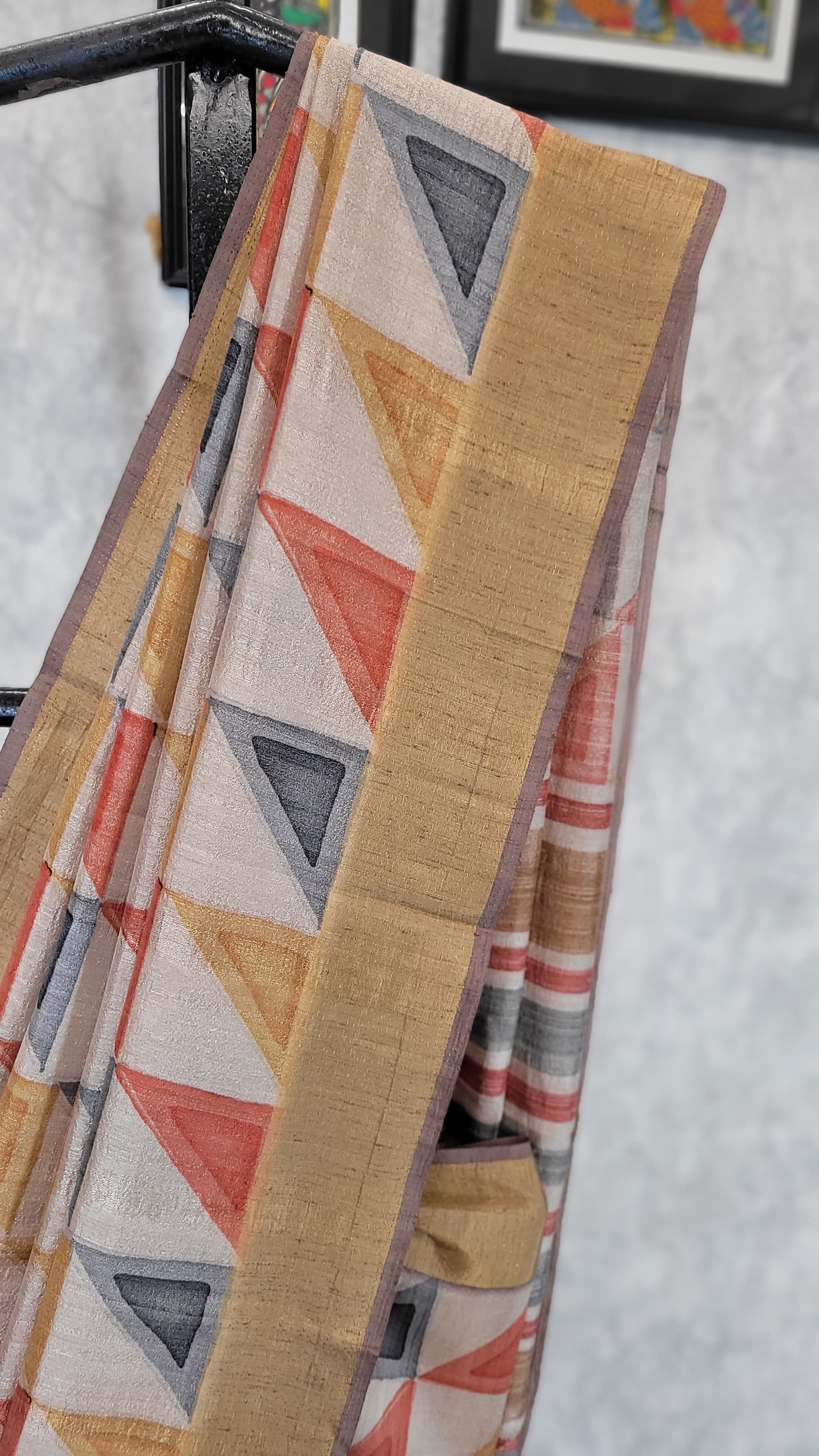 Multicolour Lotus Tussar Saree