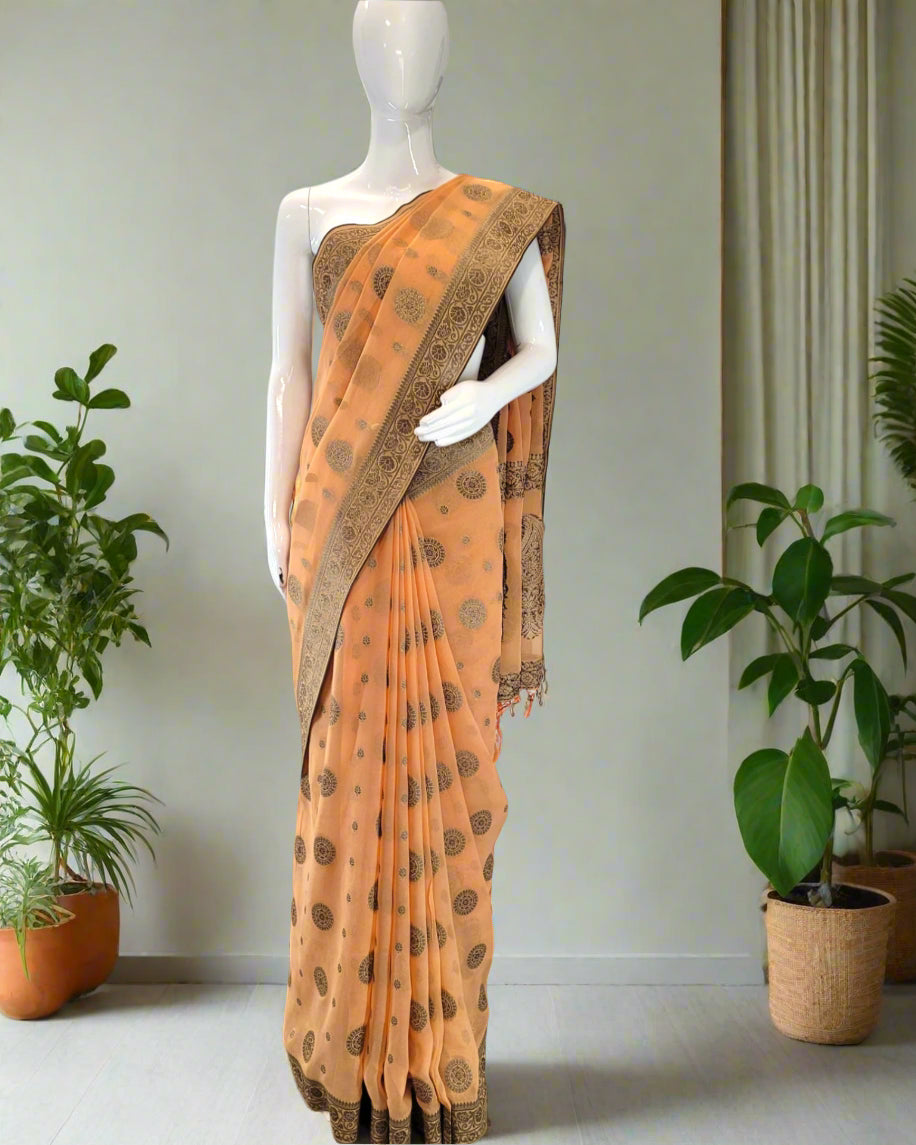 Orange Bahaar Georgette Saree