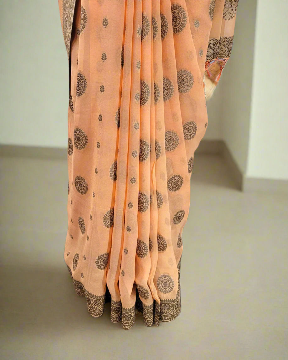 Orange Bahaar Georgette Saree