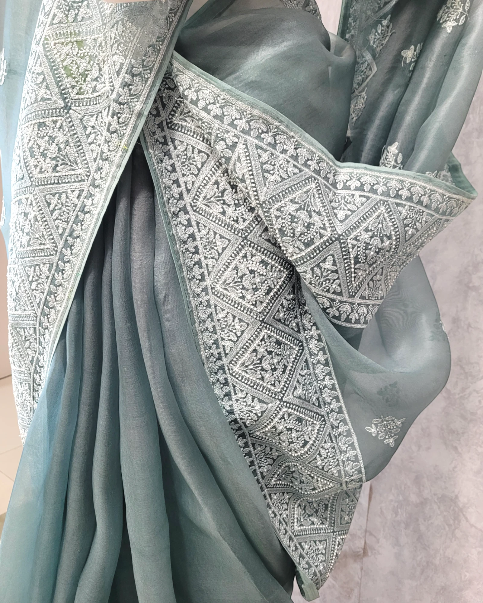 Slate Pari Organza Saree