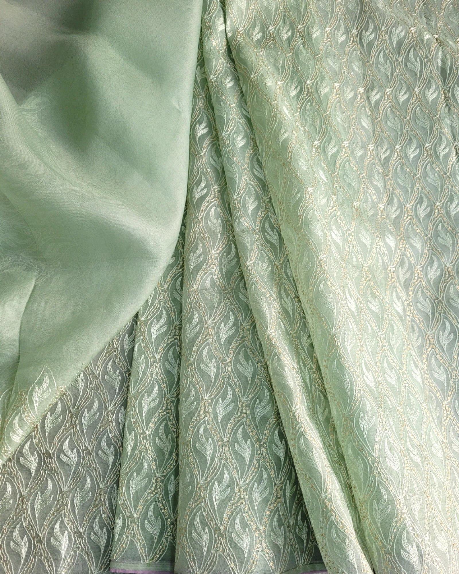 Lime Pari Organza Saree