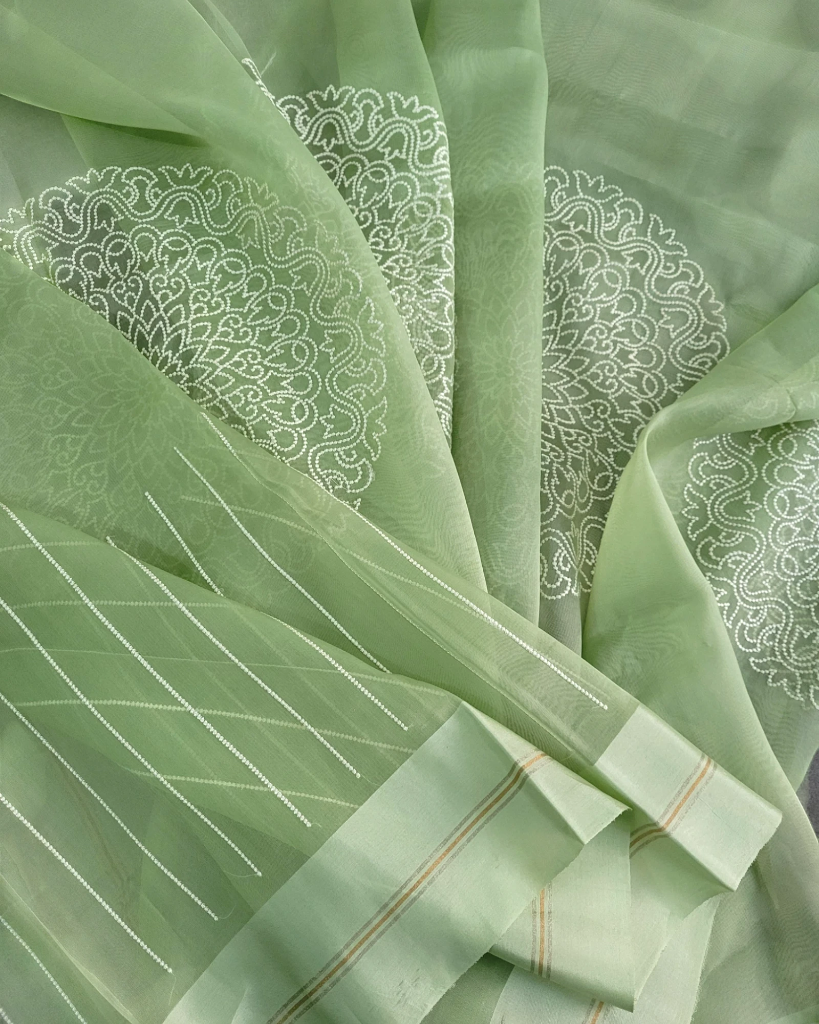 Pista Pari Organza Saree