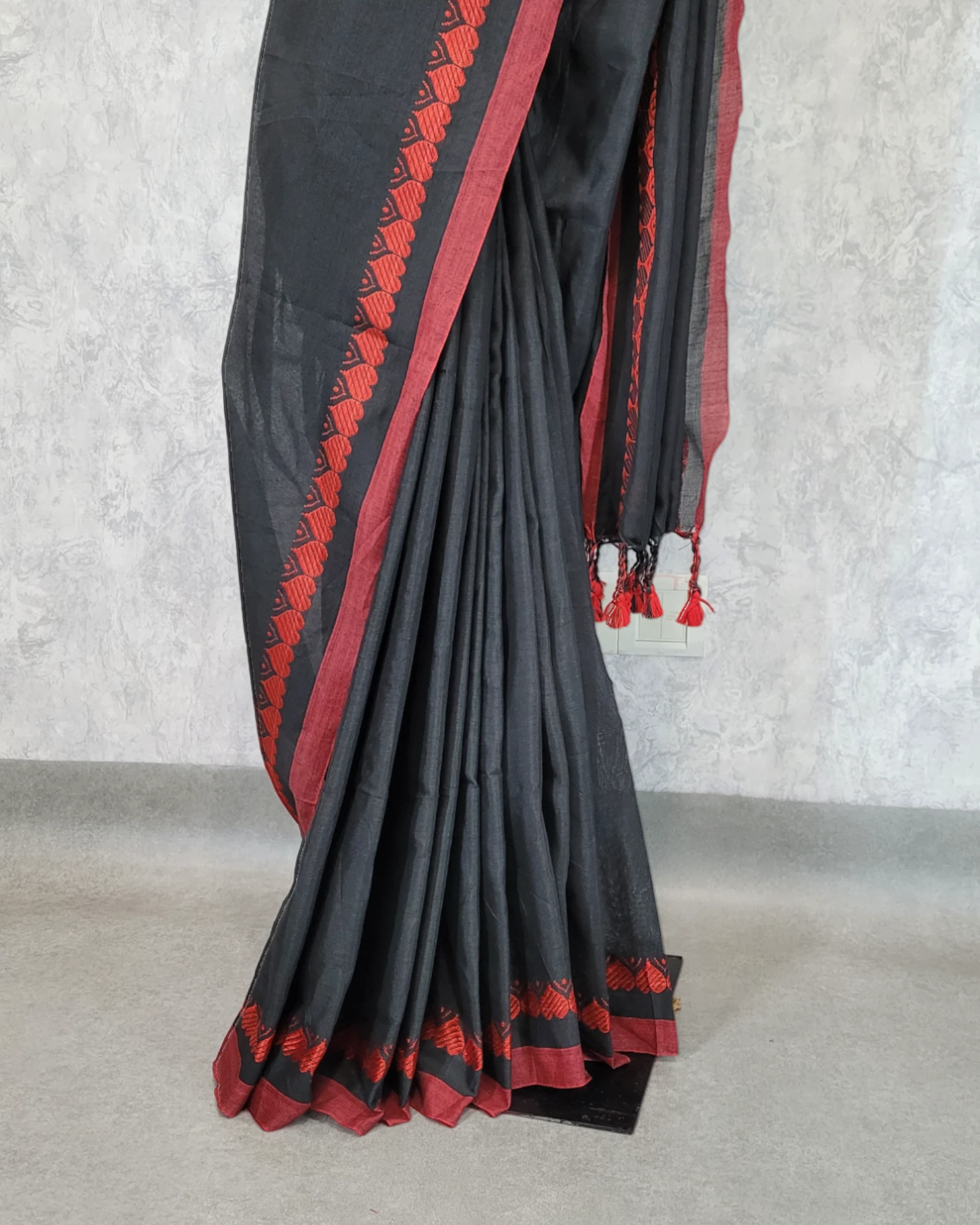 Black Hridaya Cotton Saree