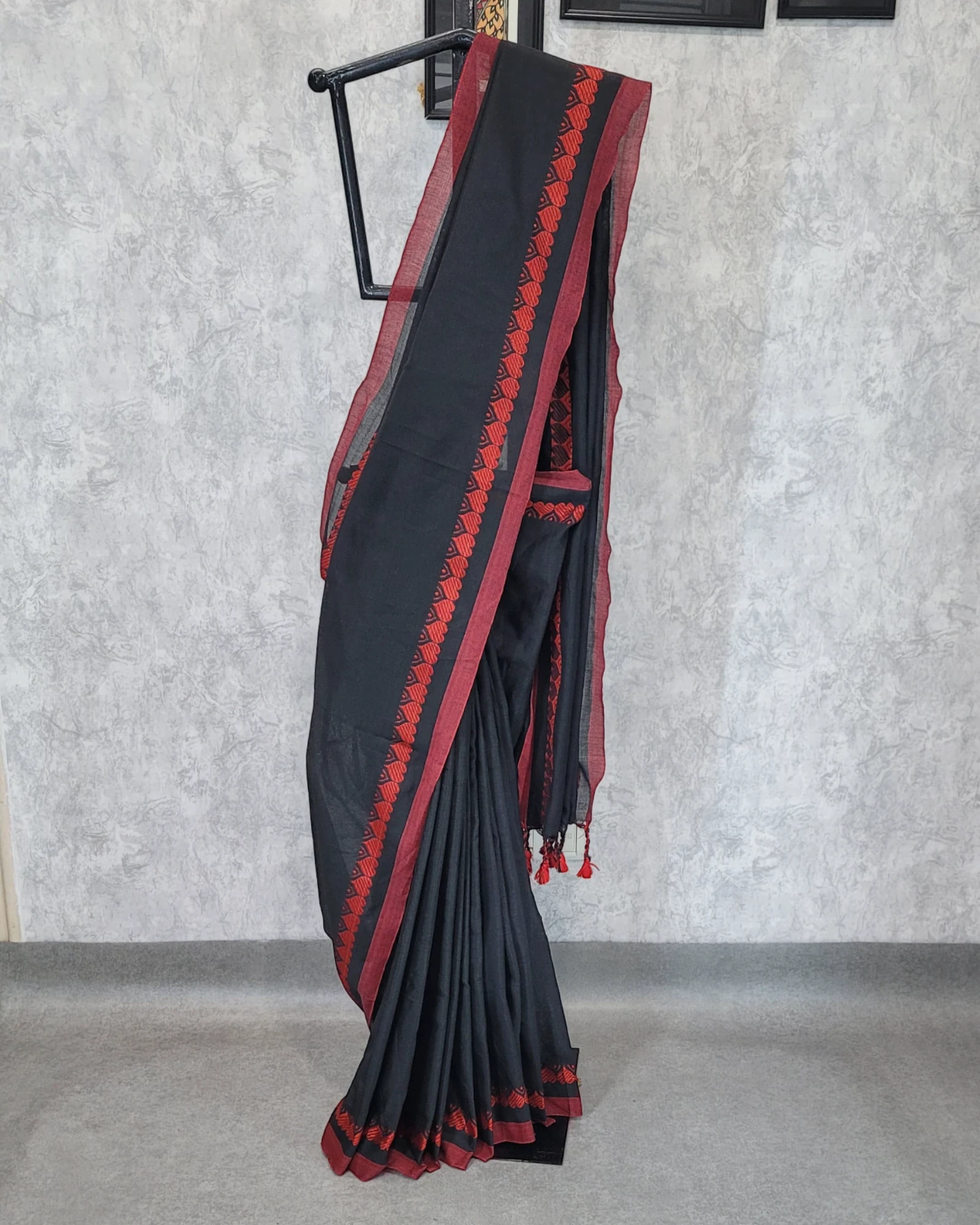 Black Hridaya Cotton Saree