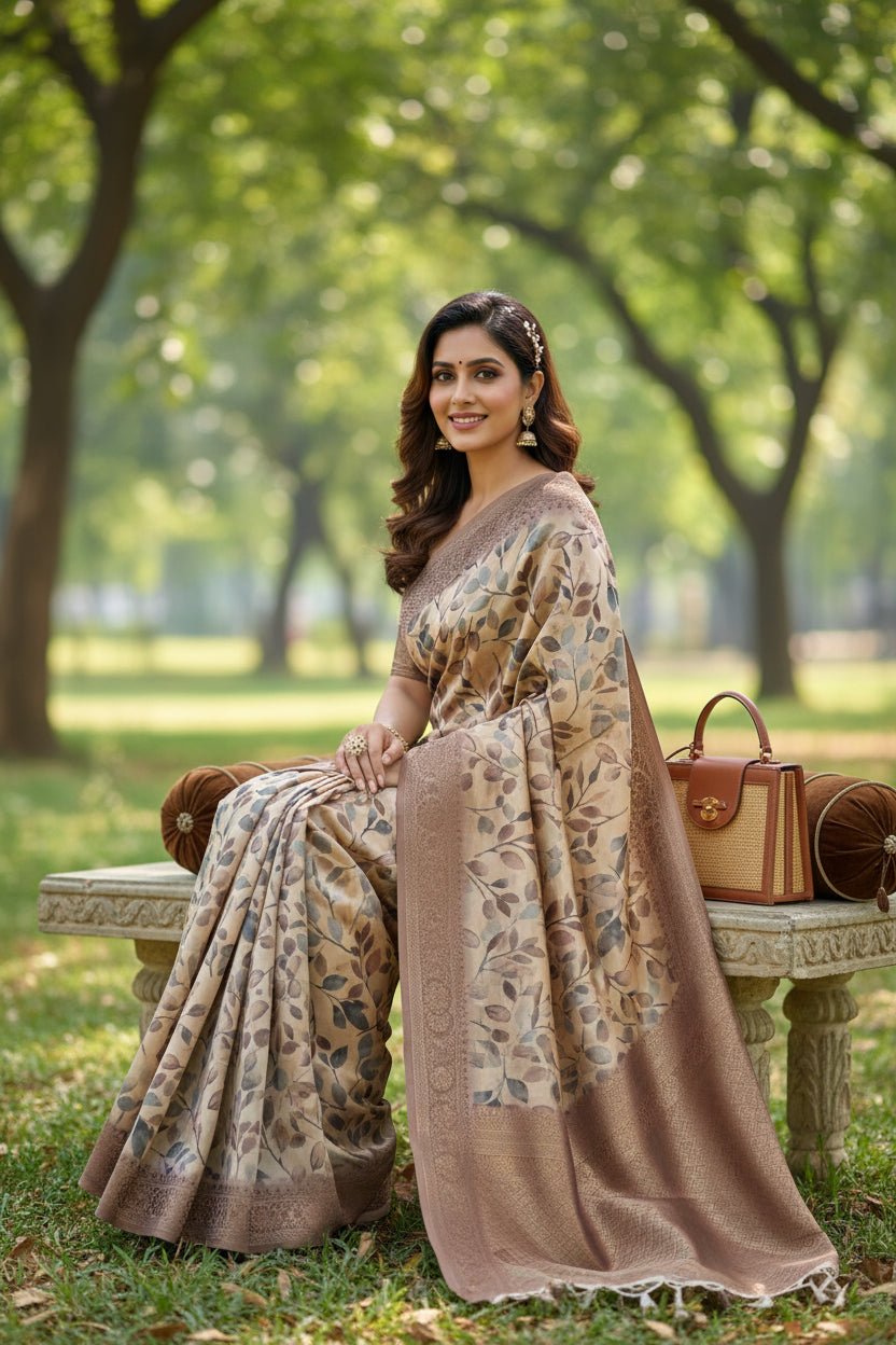 Ivory Shakti Digital Saree