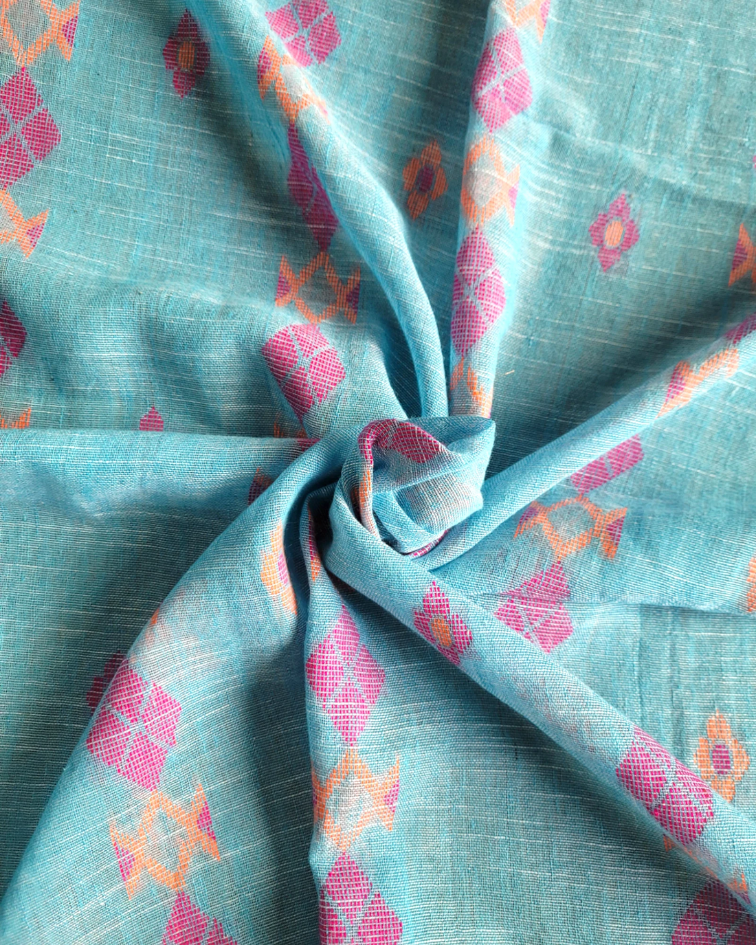 Blue Lata Linen Saree