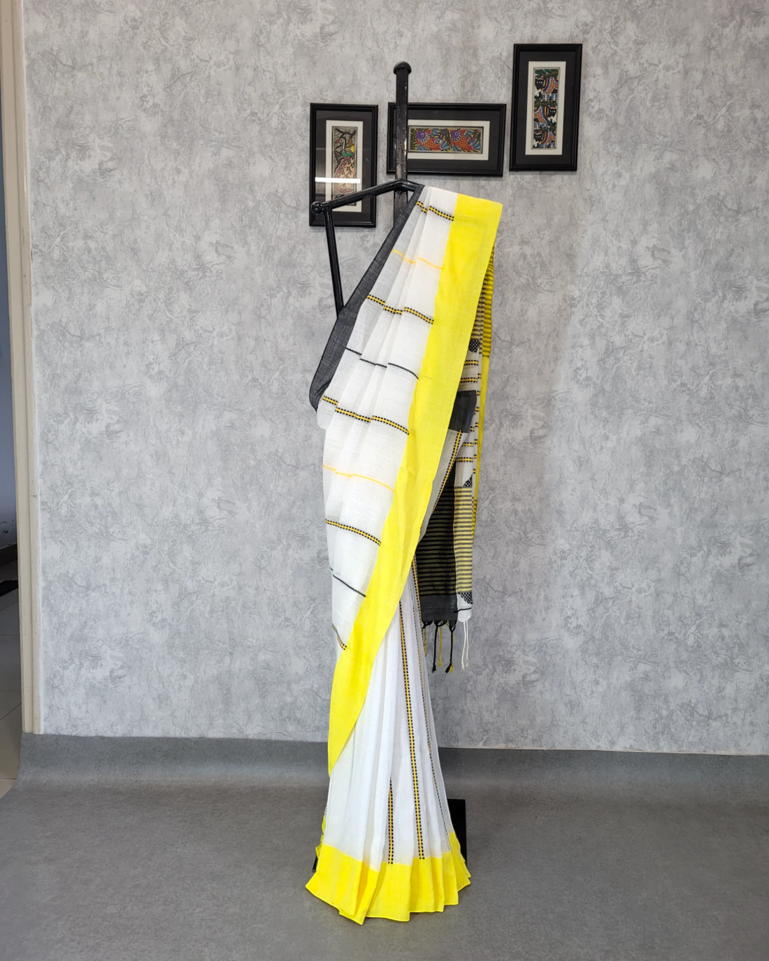 Yellow Karni Linen Saree