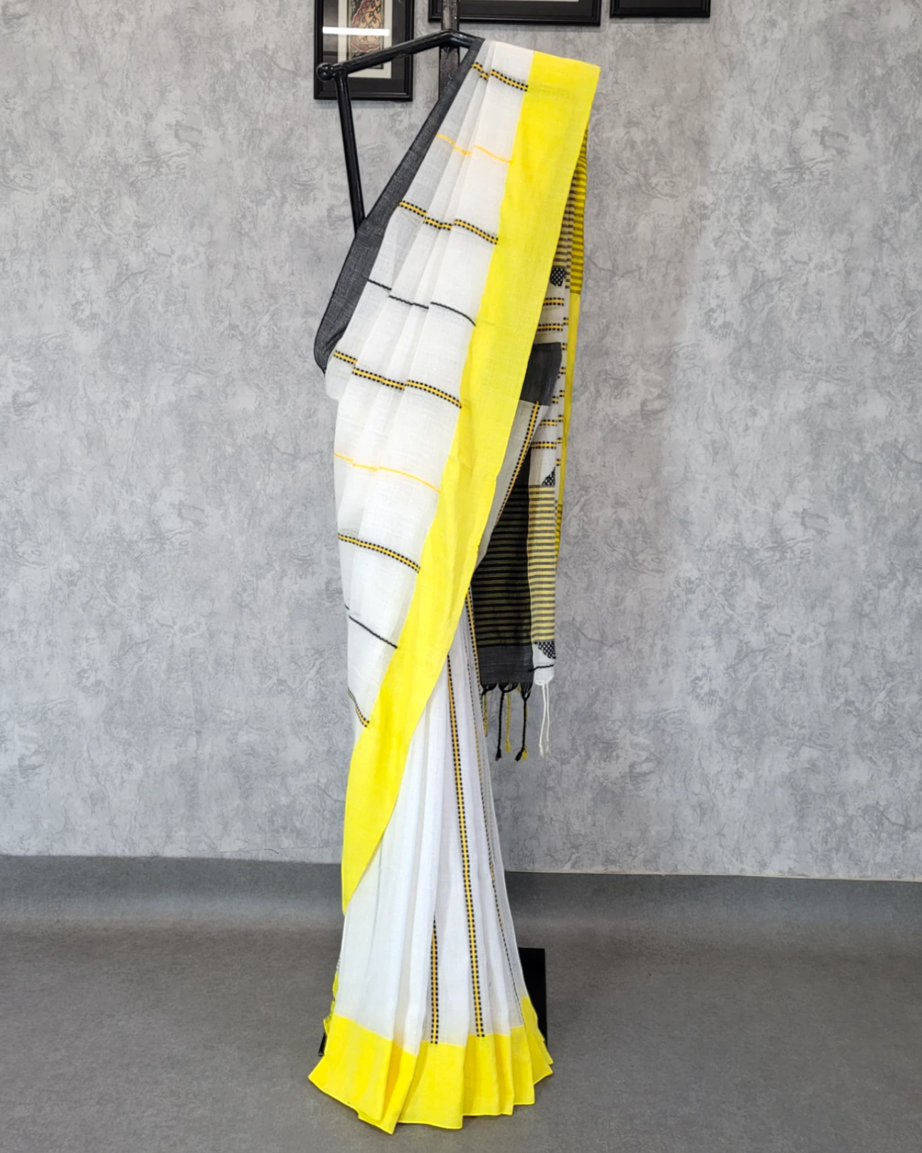 Yellow Karni Linen Saree