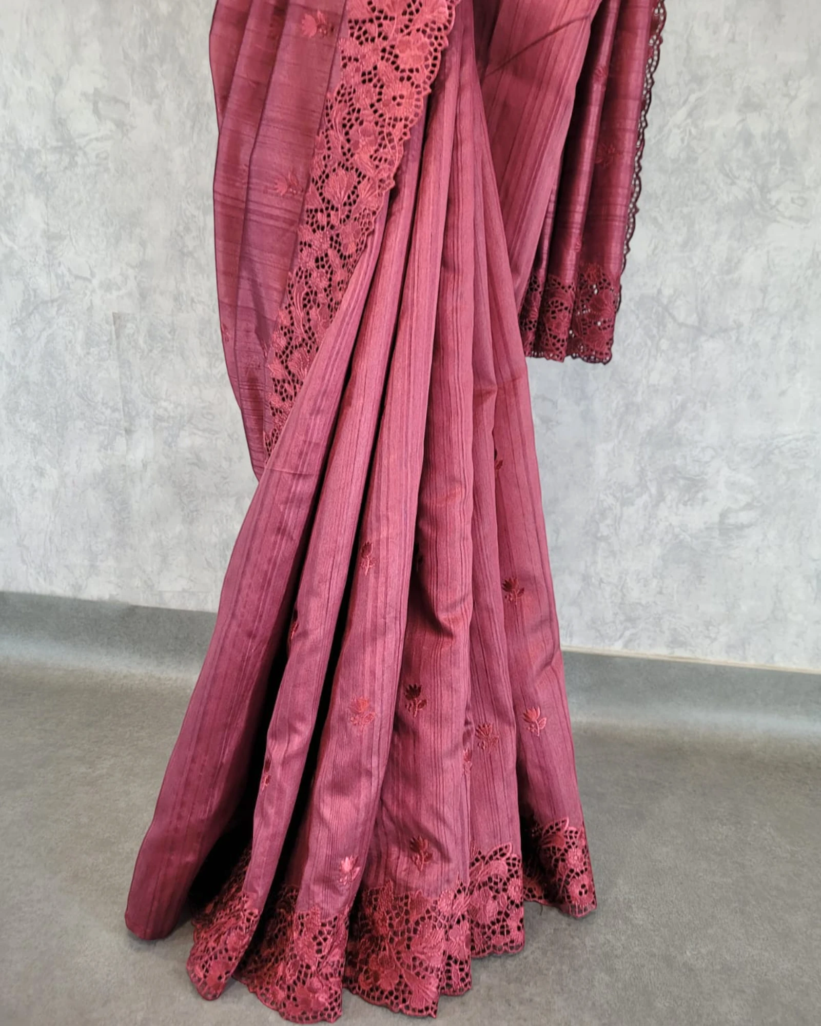 Maroon Mahi Tussar Saree