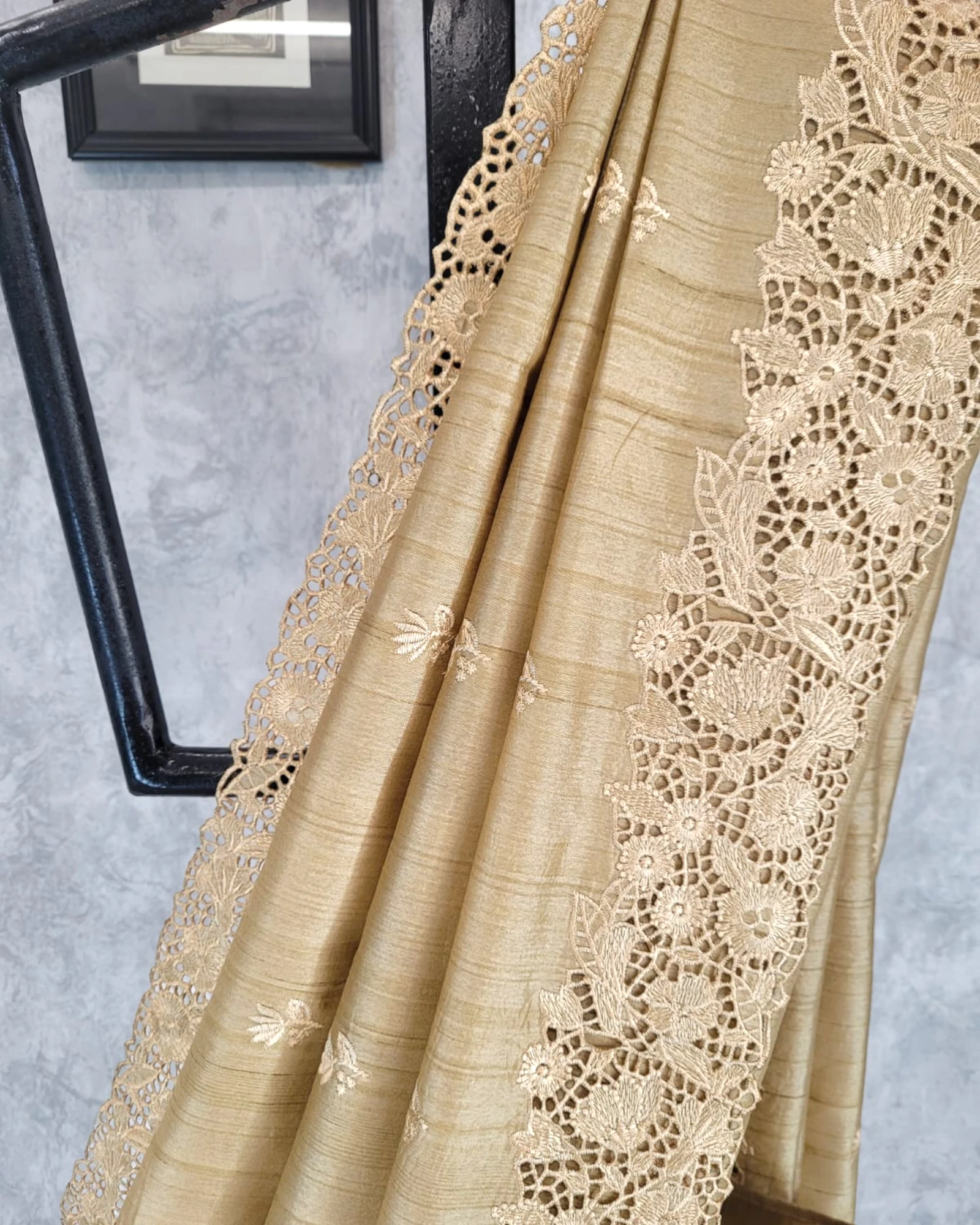 Beige Mahi Tussar saree