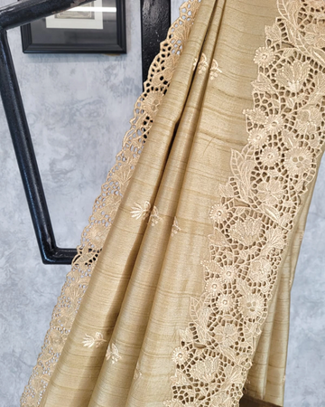 Beige Mahi Tussar saree