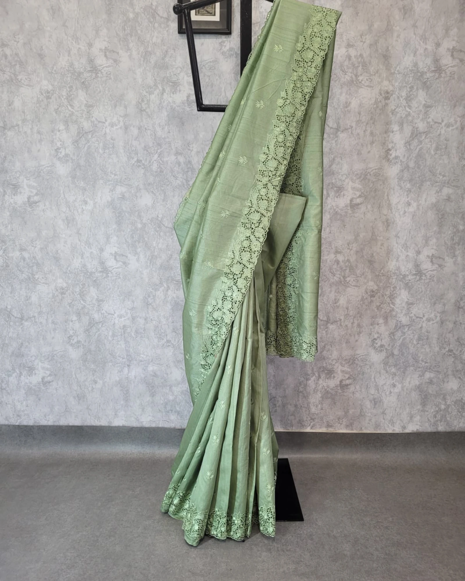 Pista Mahi Tussar saree